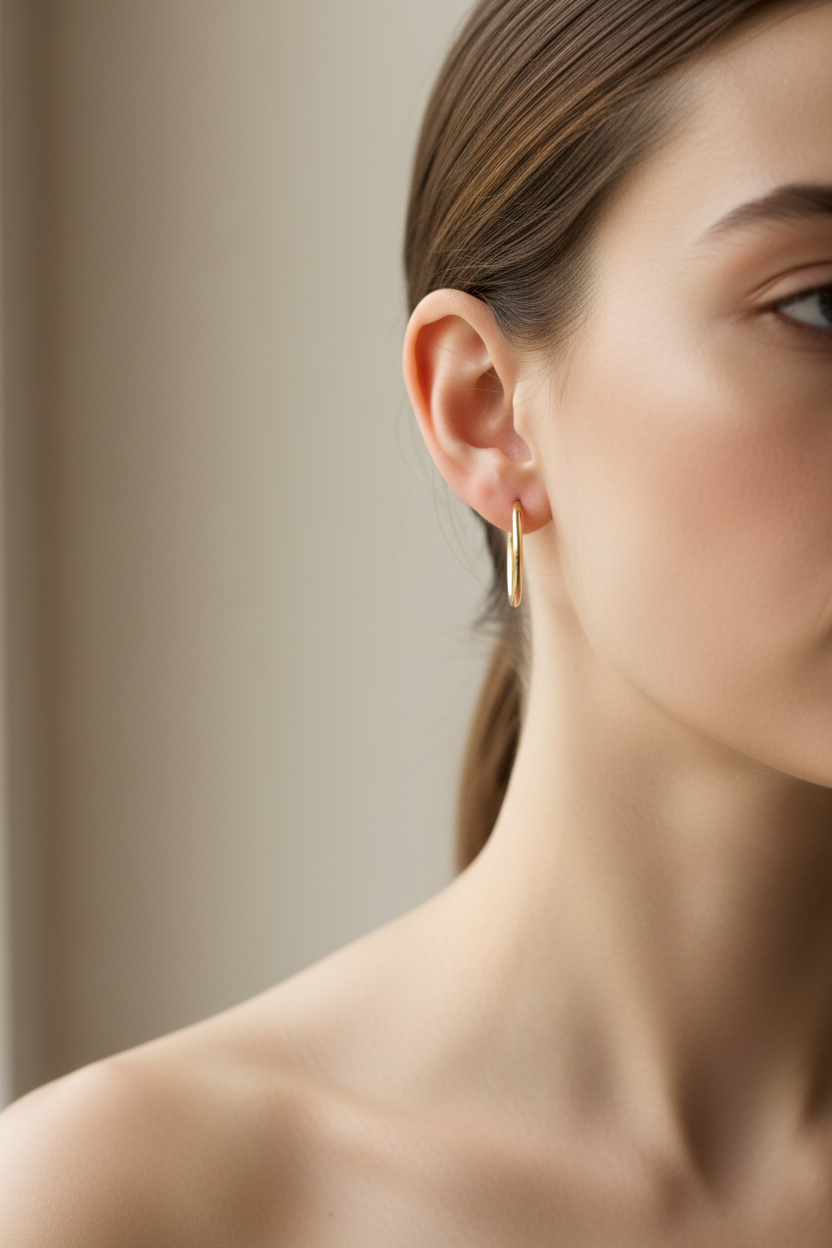 19.2Kt Gold Round Hoop Earrings