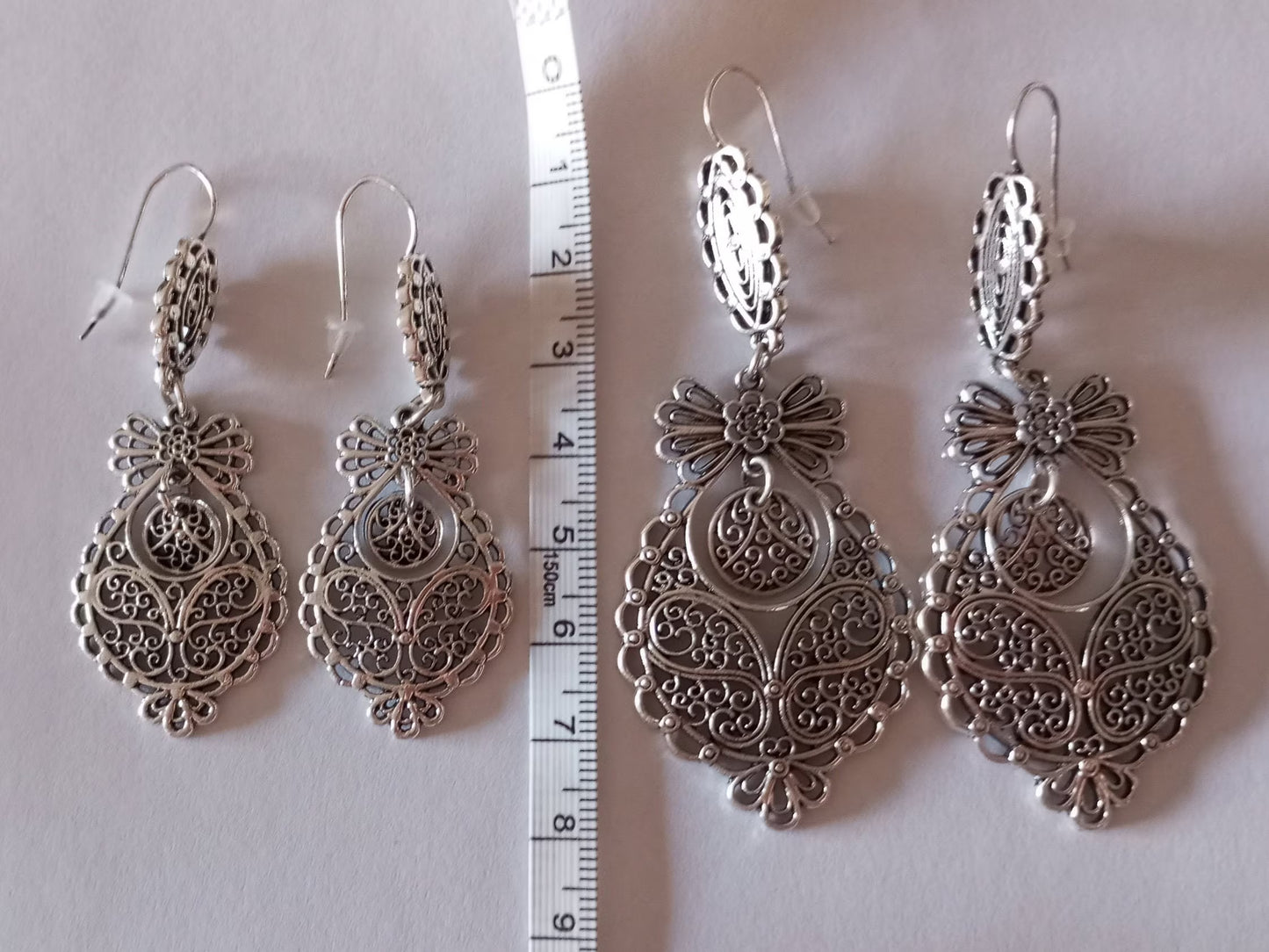 Portuguese Princess Filigree Maxi Hook Earrings Lowcost Handmade Golden Metal Jewelry ZAMAK
