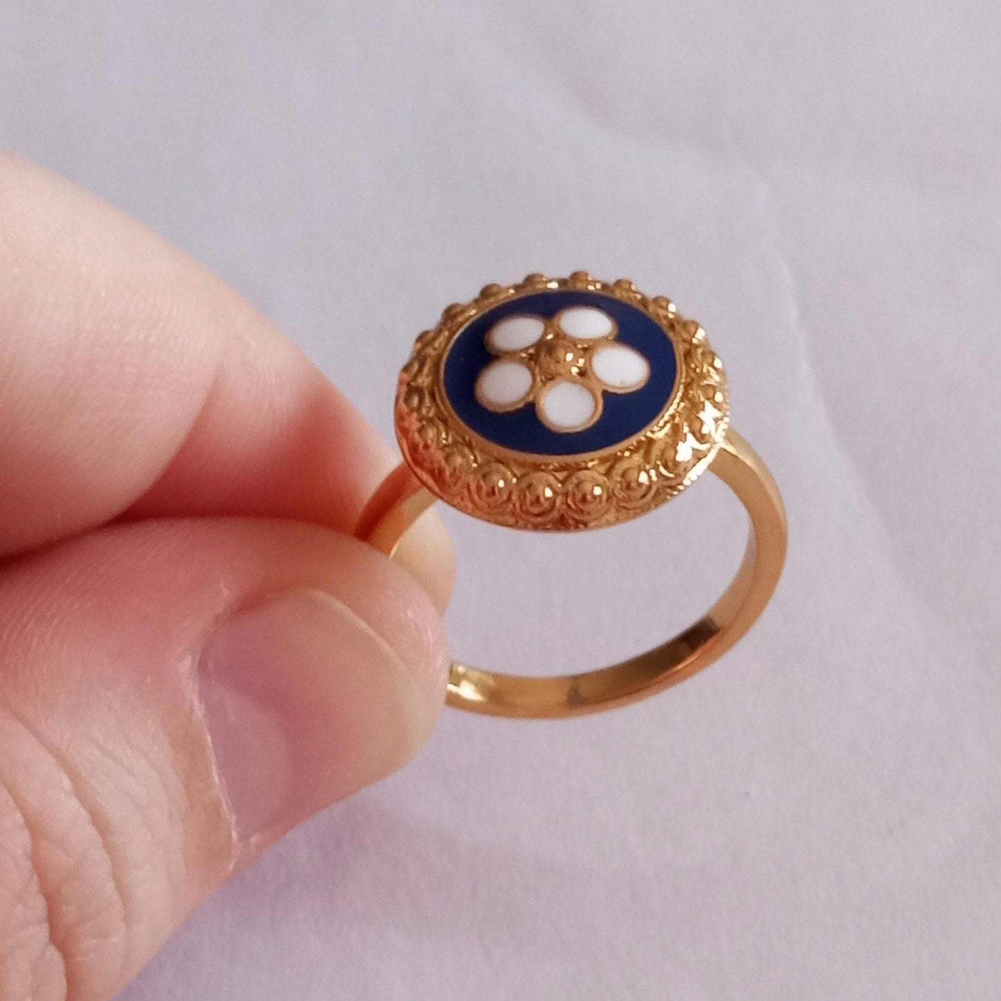 Goldplated Filigree Band Ring Stainless Steel Large Handmade Ring with 24K Gold Plating Portuguese Filigree Unisex Ring SemiJewel