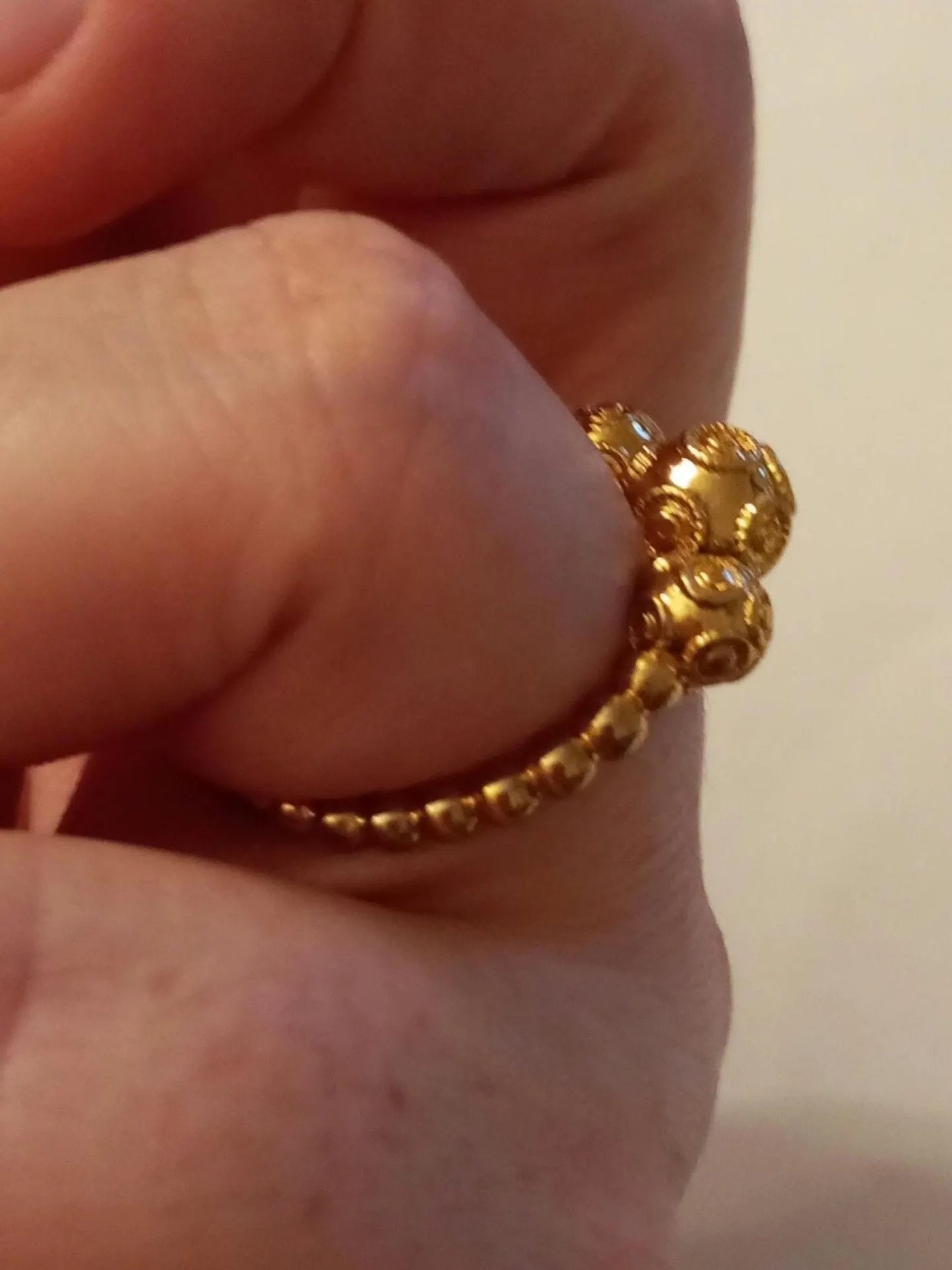 Portuguese Pearl of Viana Goldplated Handmade Filigree Tiara Ring Stainless Steel 24kt