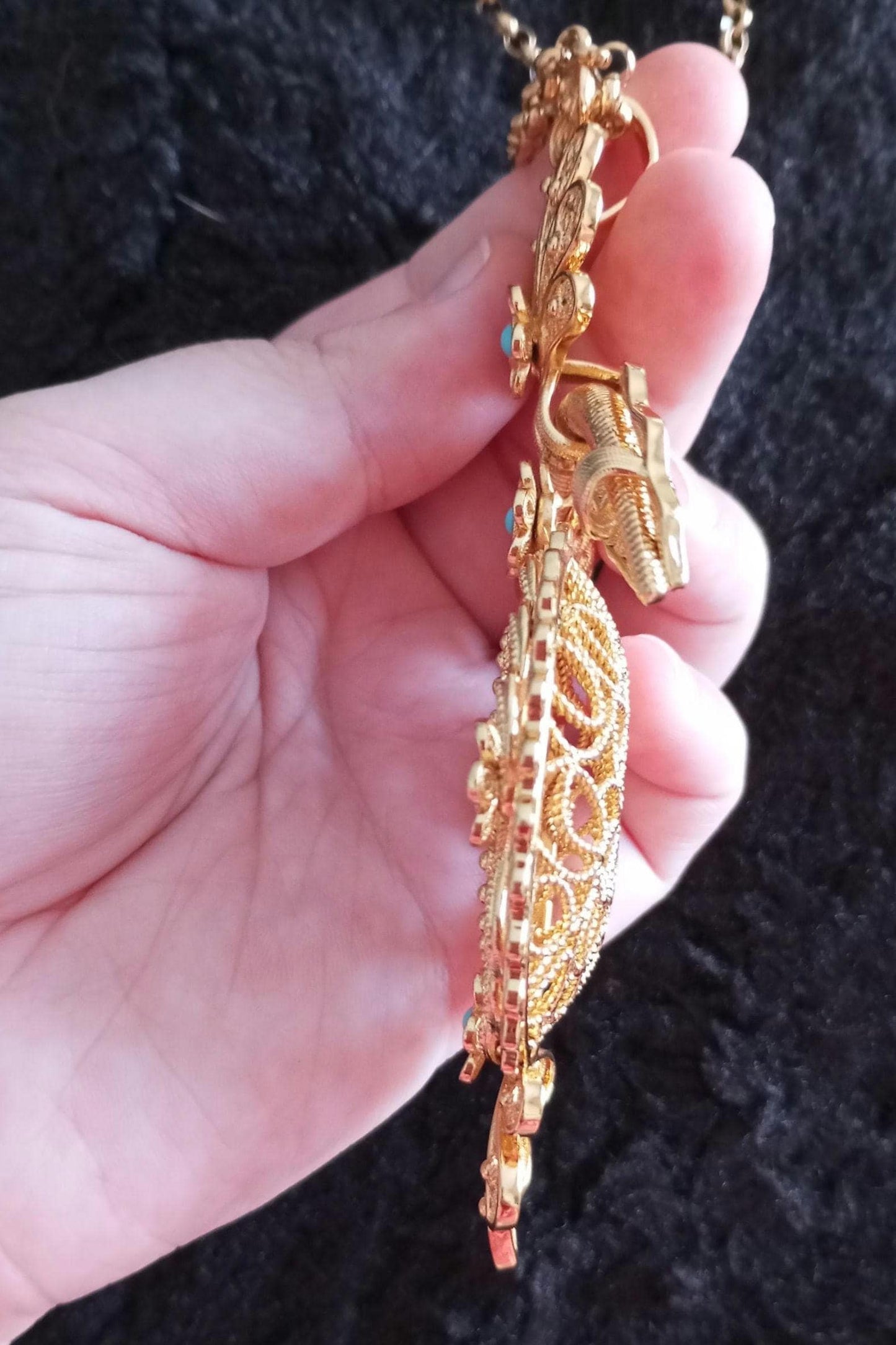 24Kts Gold Filled Filigree Pendant Religious Reliquary Maxi Size