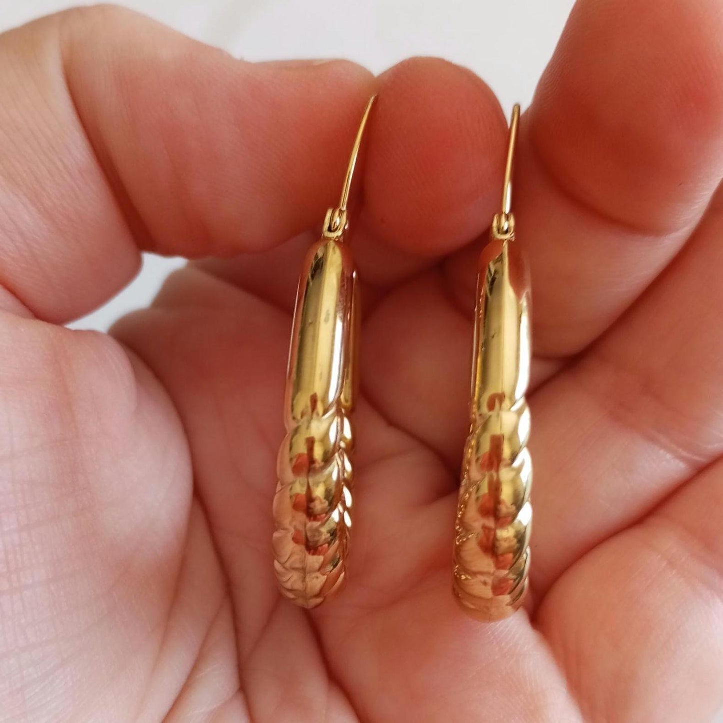 Goldfilled Big Hoops Stainless Steel Earring Barroque Style Portugal Made Carniceira