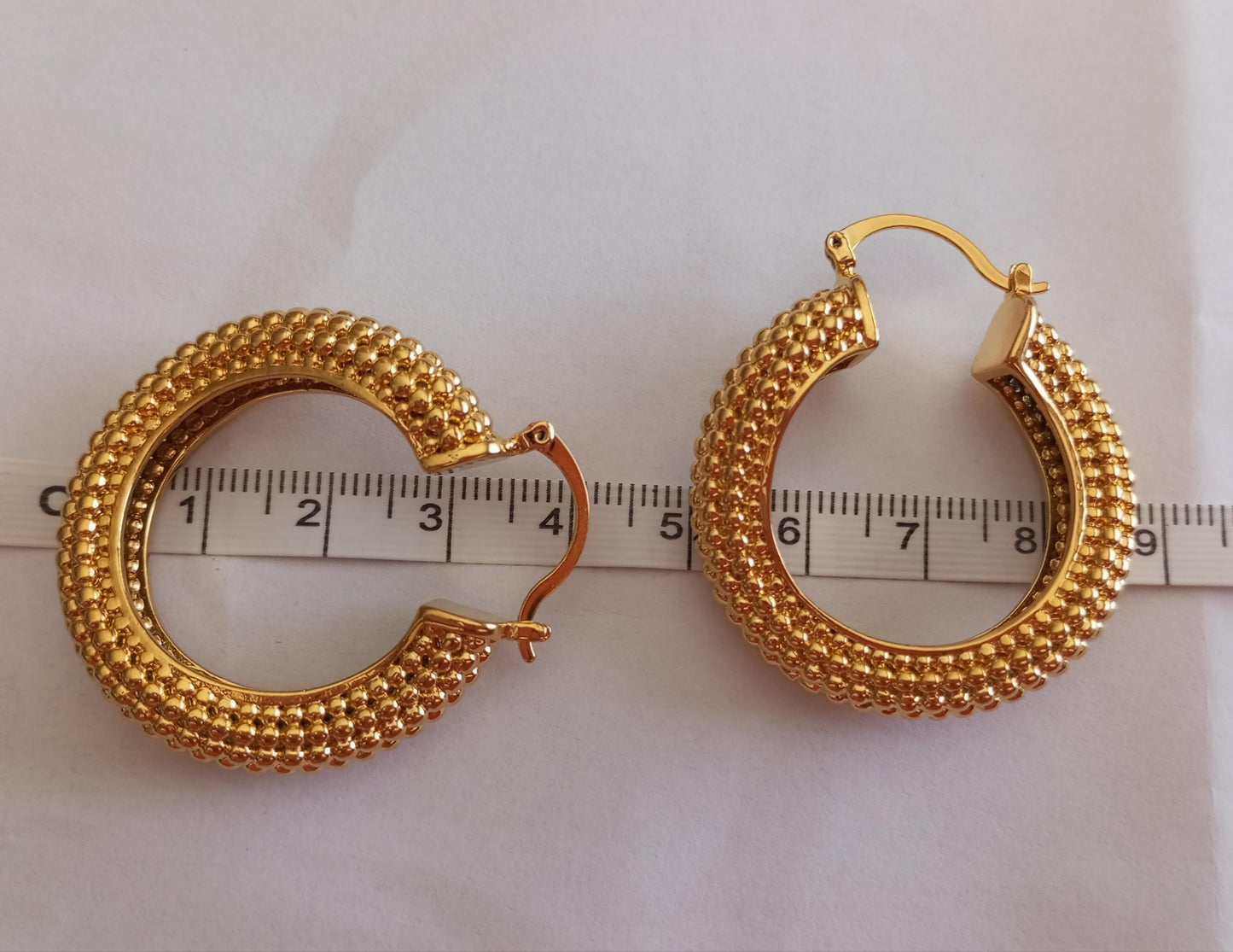 24Kt Goldfilled Thick Hoops Stainless Steel Earring Ondulated Beaded "Carniceiras"