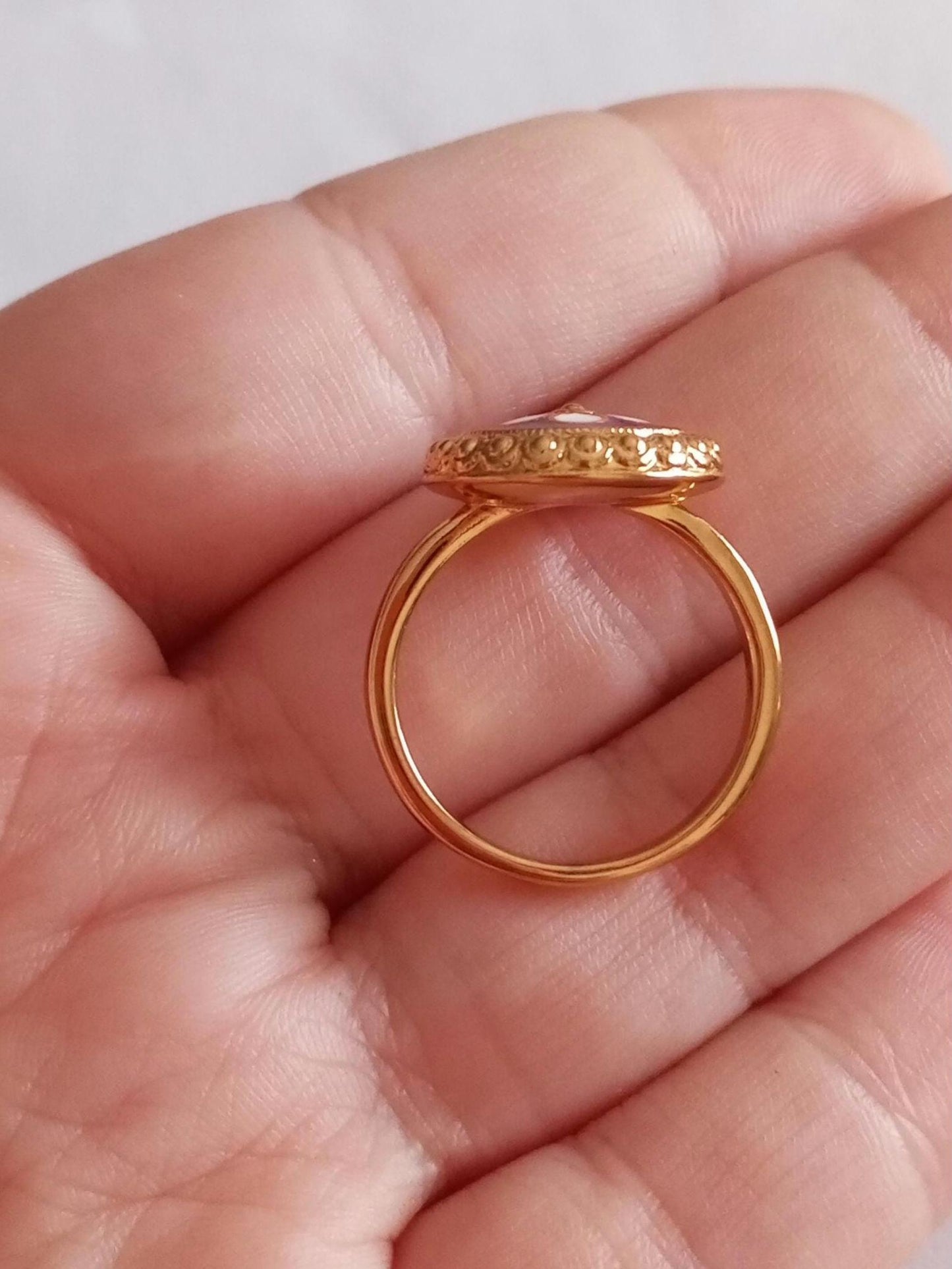 Goldplated Filigree Band Ring Stainless Steel Large Handmade Ring with 24K Gold Plating Portuguese Filigree Unisex Ring SemiJewel
