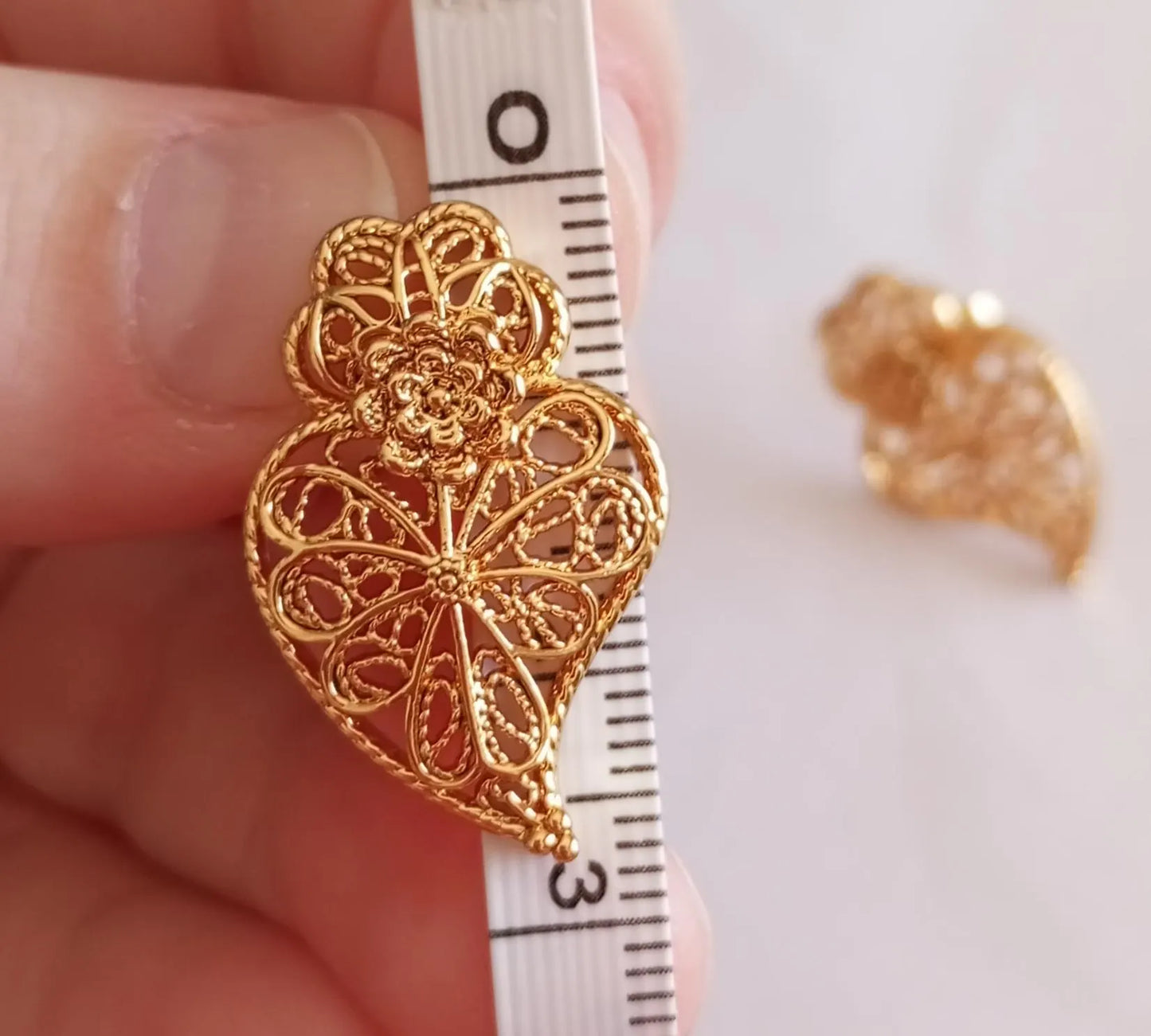 Goldfilled Stainless Steel Stud Earring Heart of Viana Filigree Style Portugal Made