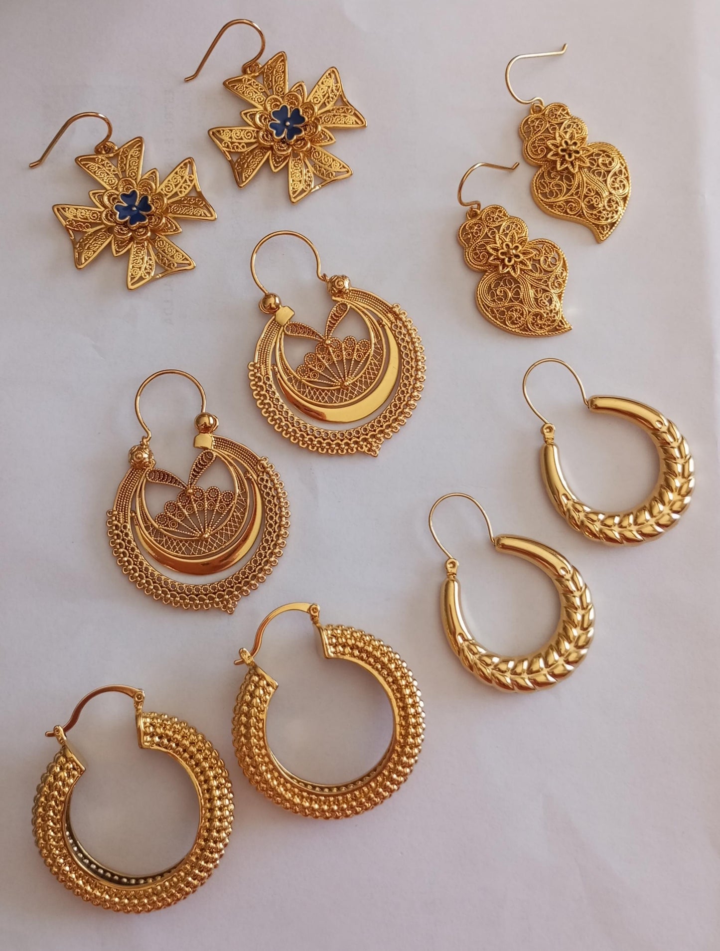 Goldfilled Religious Malta Cross Stainless Steel Hook Earring Filigree Style 24kt