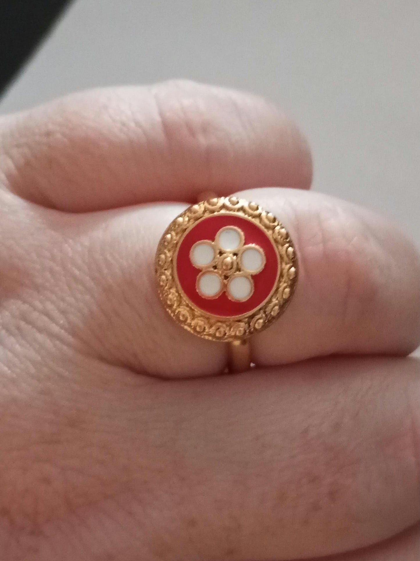 Goldplated Filigree Band Ring Stainless Steel Large Handmade Ring with 24K Gold Plating Portuguese Filigree Unisex Ring SemiJewel