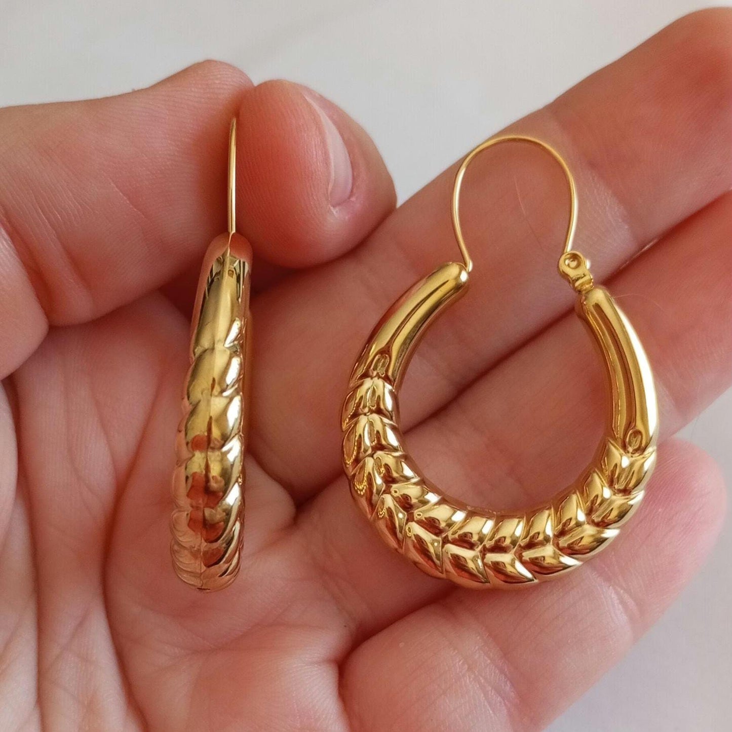 Goldfilled Big Hoops Stainless Steel Earring Barroque Style Portugal Made Carniceira