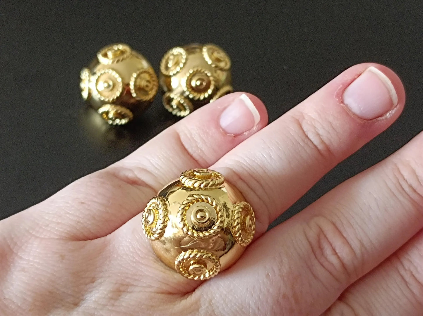 Pearl of Viana Goldplated Portuguese Filigree Ring Stainless Steel Handmade Ring 24K