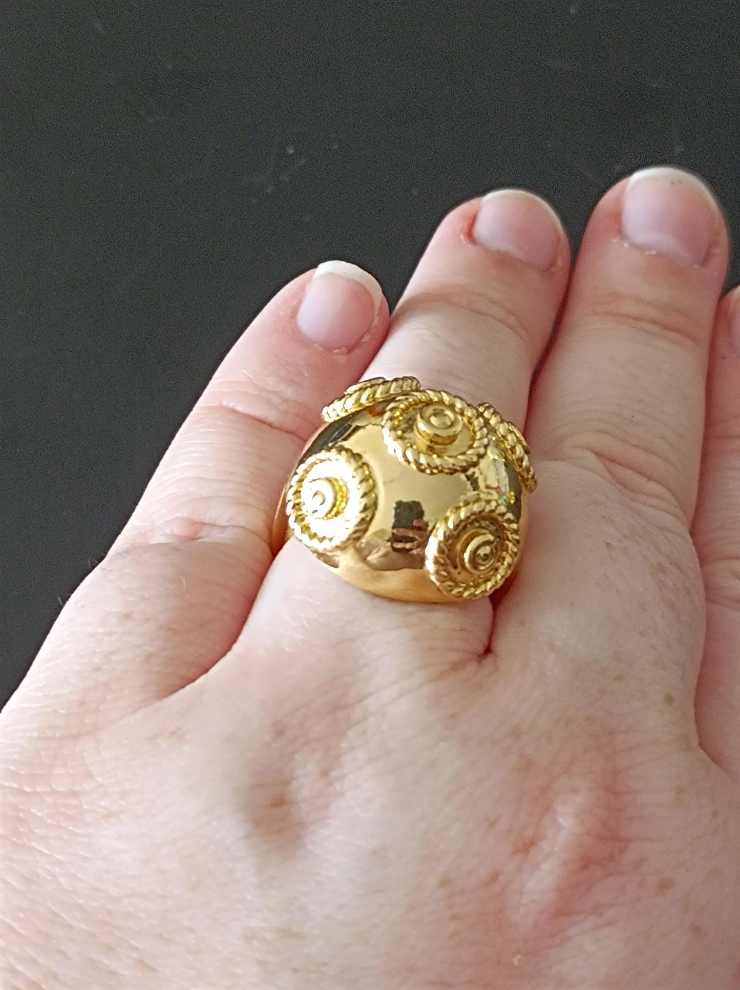 Pearl of Viana Goldplated Portuguese Filigree Ring Stainless Steel Handmade Ring 24K