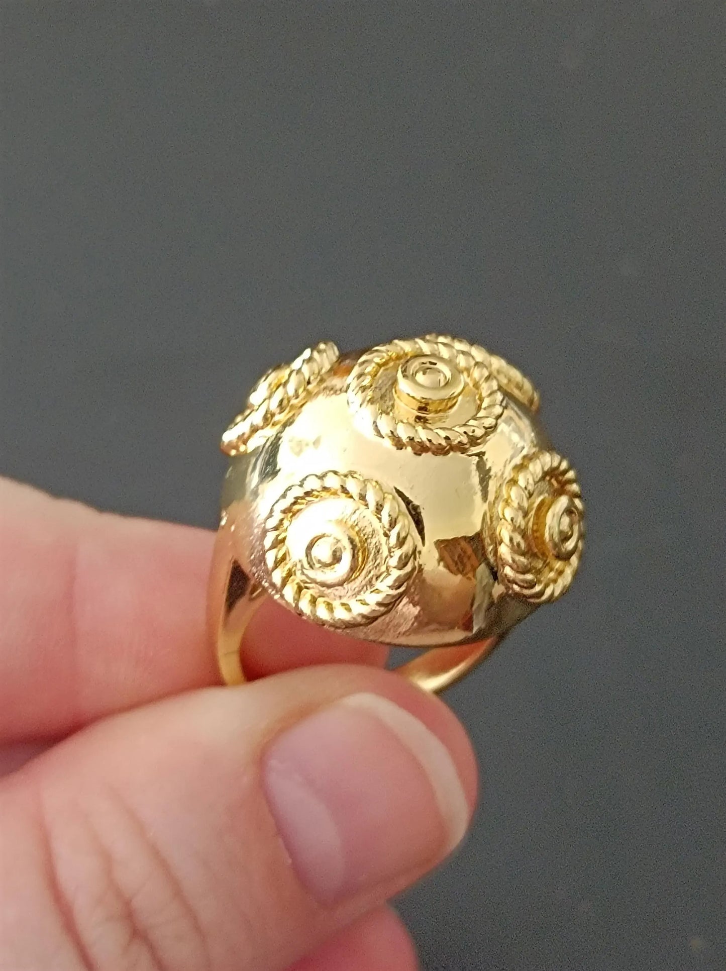 Pearl of Viana Goldplated Portuguese Filigree Ring Stainless Steel Handmade Ring 24K