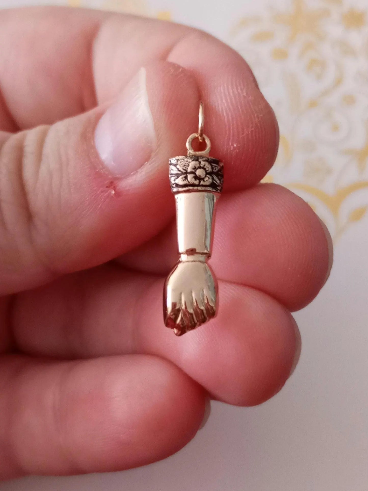 Solid Gold Figa Pendant Gift For Good Luck Fig Hand