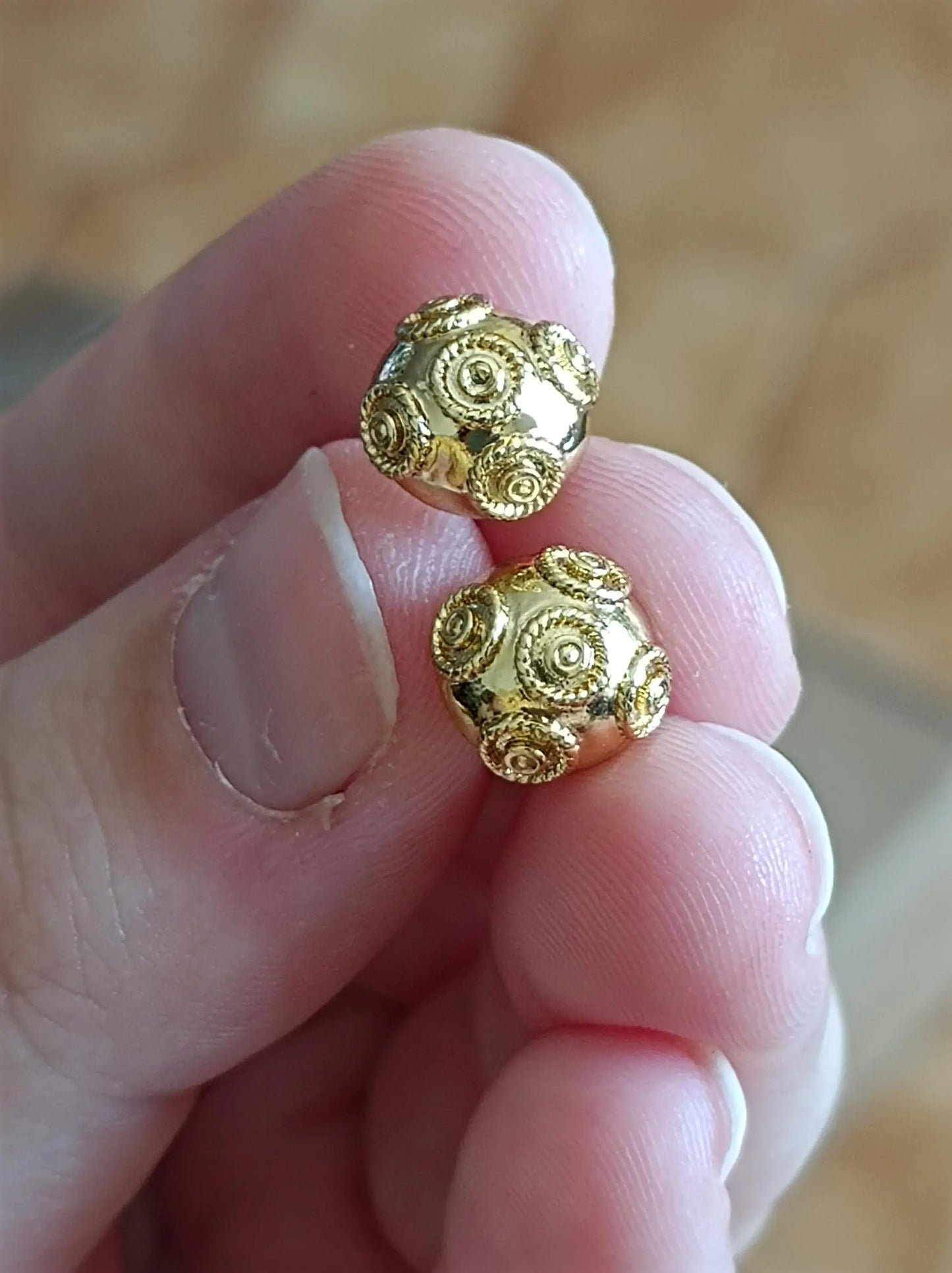Goldplated Filigree Ring Pearl of Viana Stainless Steel 24Kts Gold Plating Portuguese Filigree