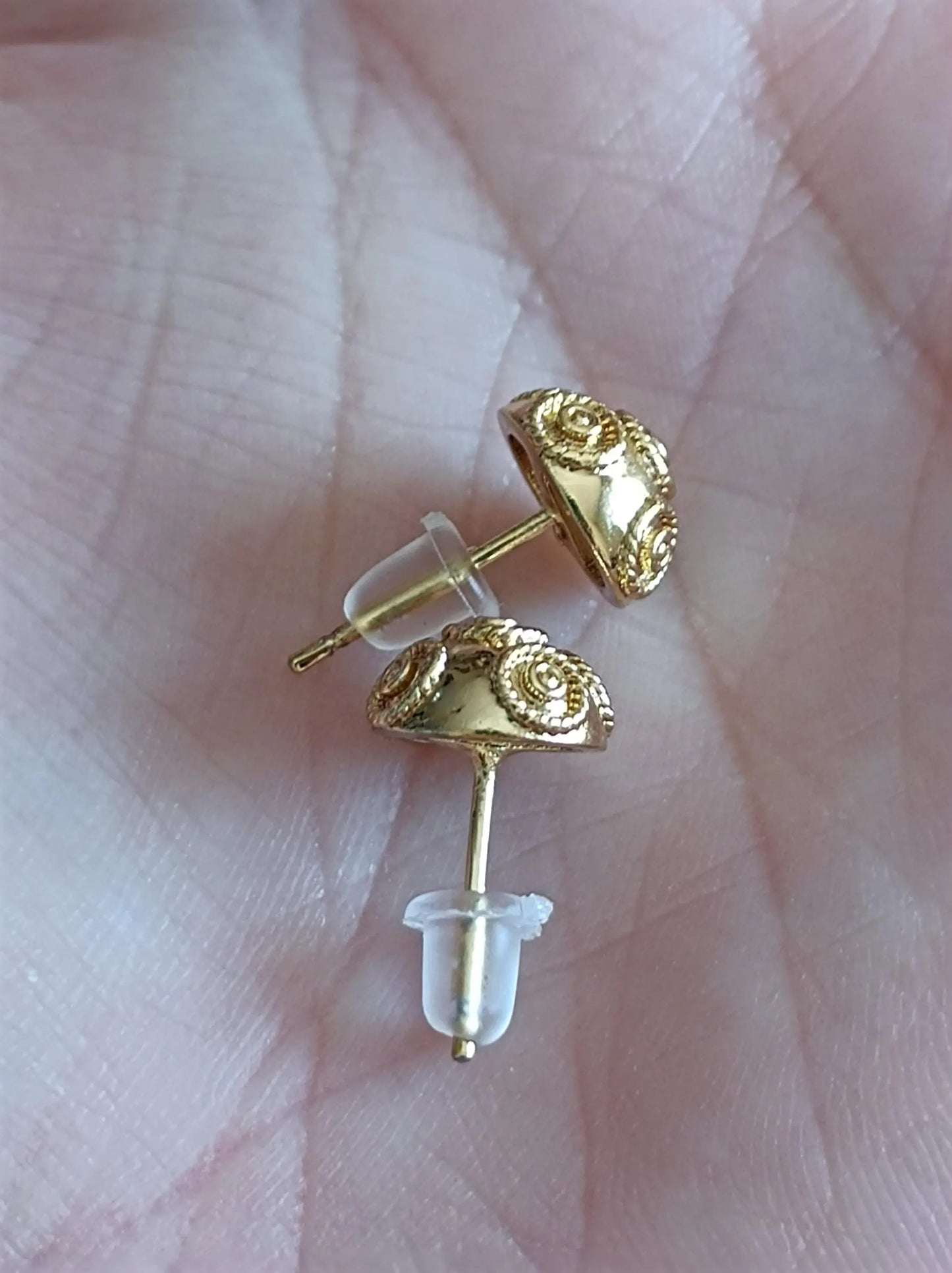 Goldplated Filigree Ring Pearl of Viana Stainless Steel 24Kts Gold Plating Portuguese Filigree