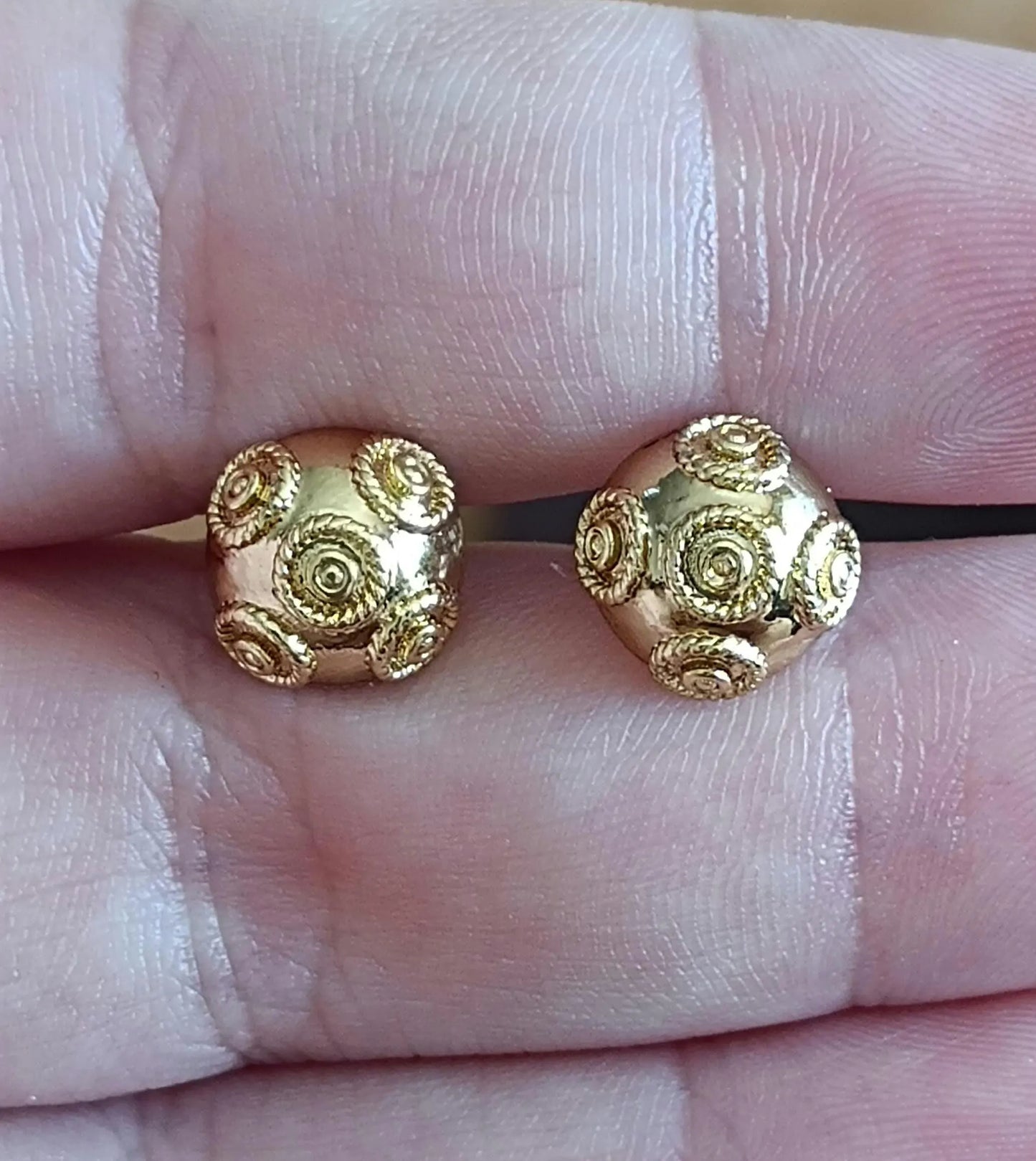 Goldplated Filigree Ring Pearl of Viana Stainless Steel 24Kts Gold Plating Portuguese Filigree