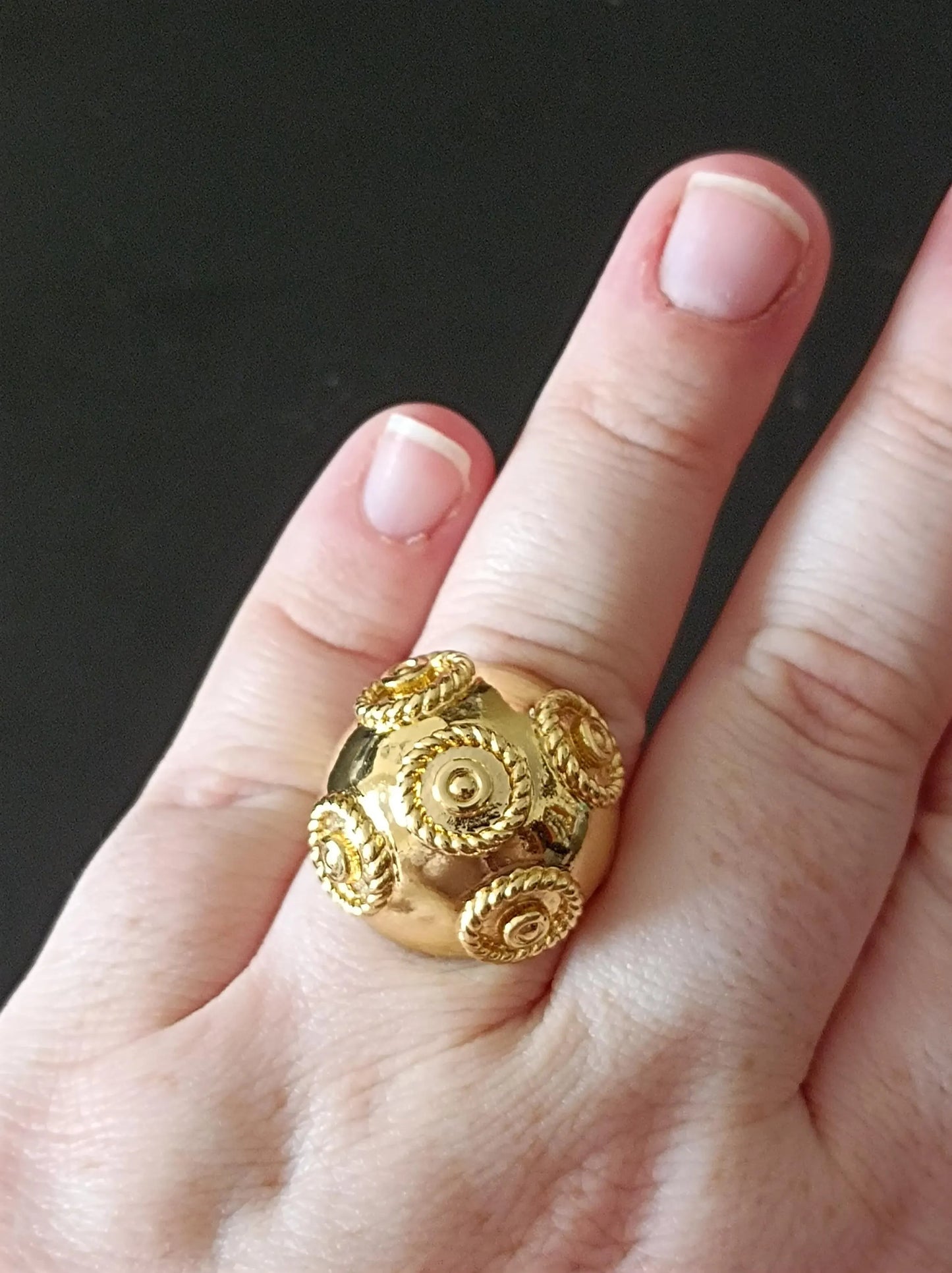 Pearl of Viana Goldplated Portuguese Filigree Ring Stainless Steel Handmade Ring 24K