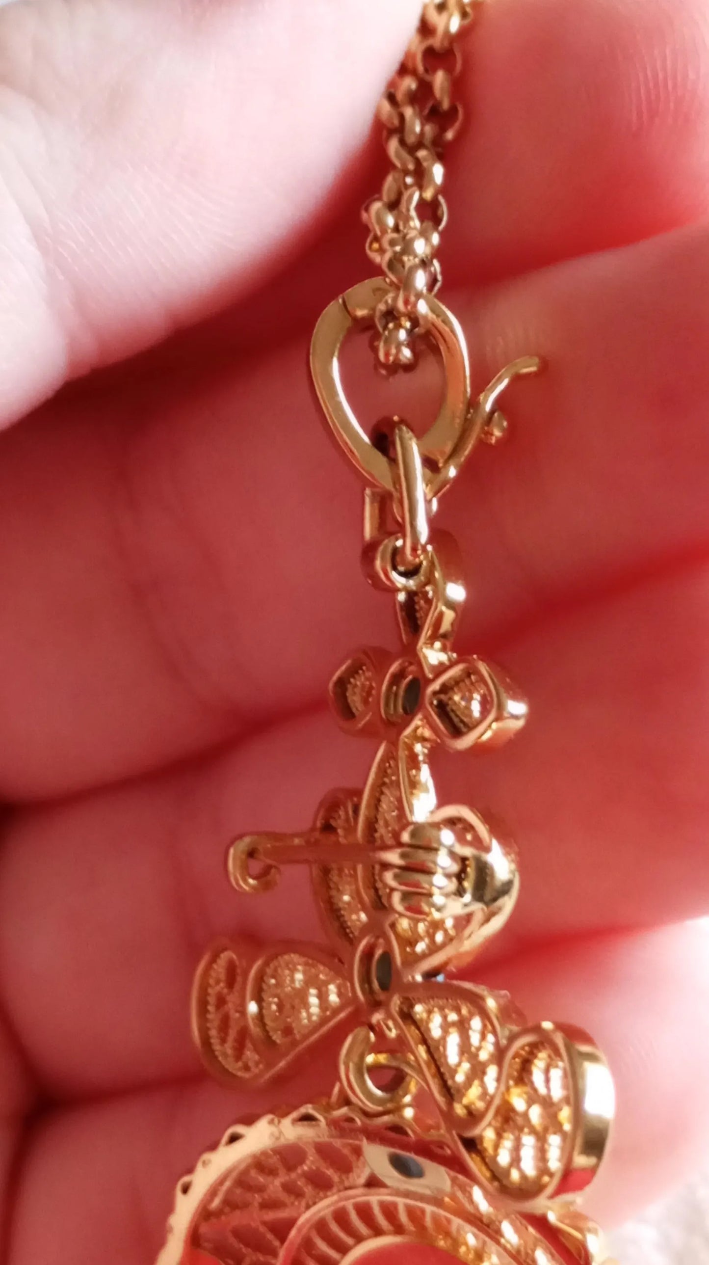 24Kt Filigree Pendant Religious Reliquary Brooch Maxi Size Gold filled