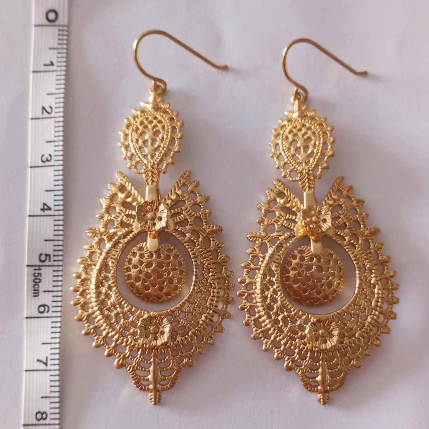 24KT Goldfilled Portuguese Queen Maxi Filigree Earring Handmade