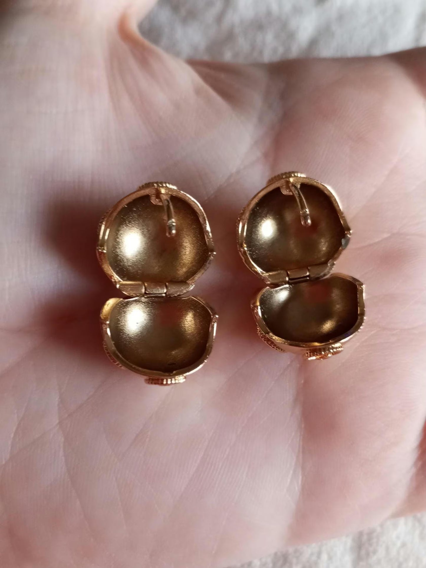 24 Carats Goldfilled Bead of Viana Portuguese Earring Clip-On Stainless Steel Filigree