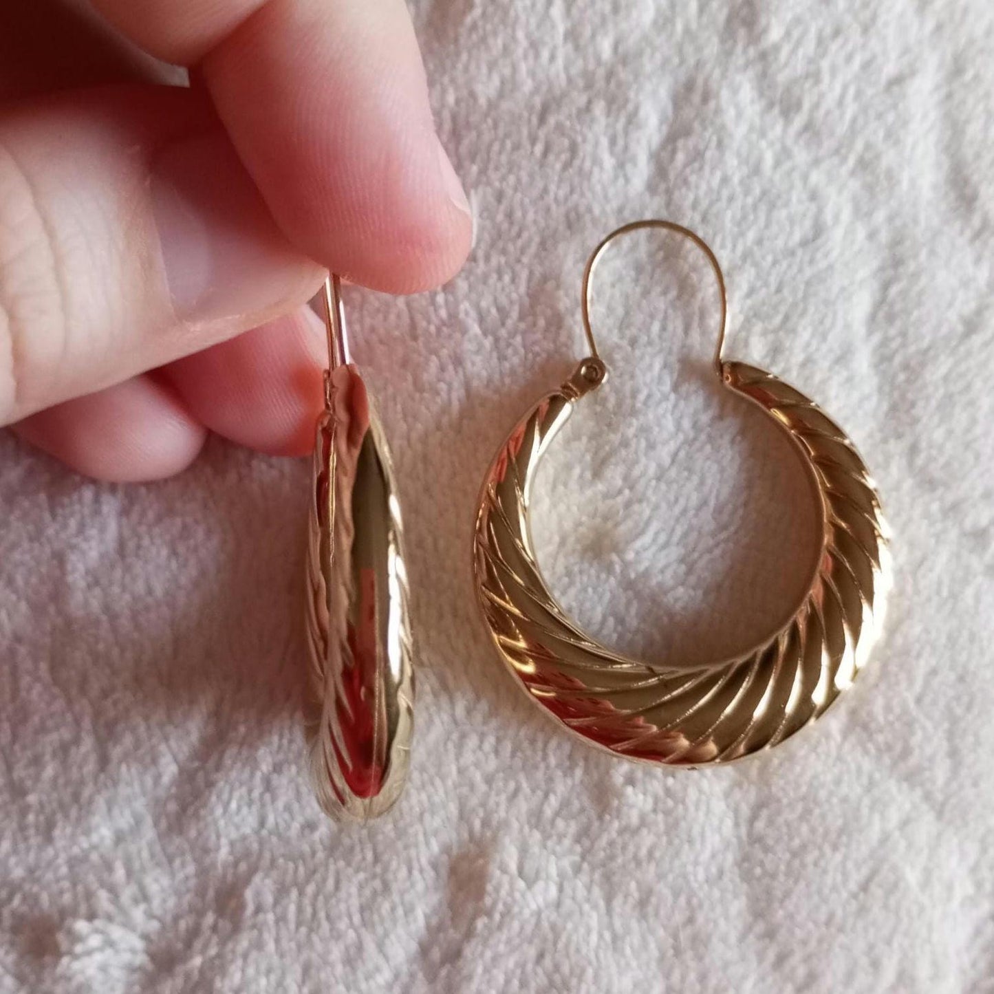 Goldfilled Big Hoops Stainless Steel Earring Barroque Style Hollow