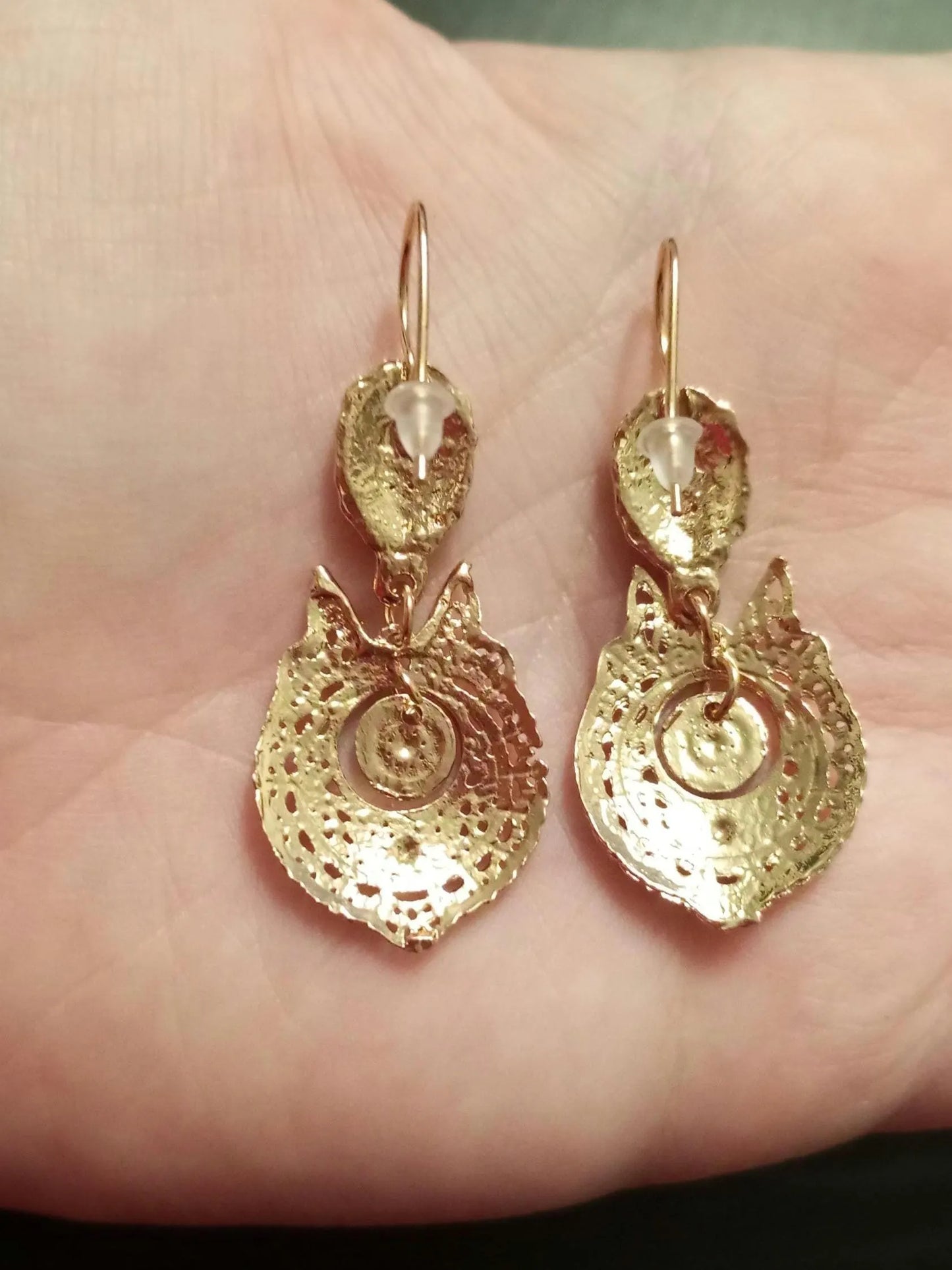 Portuguese Jewelry Lowcost Handmade Golden Metal Queen Filigree Style Cute Big Hook Earring ZAMAK