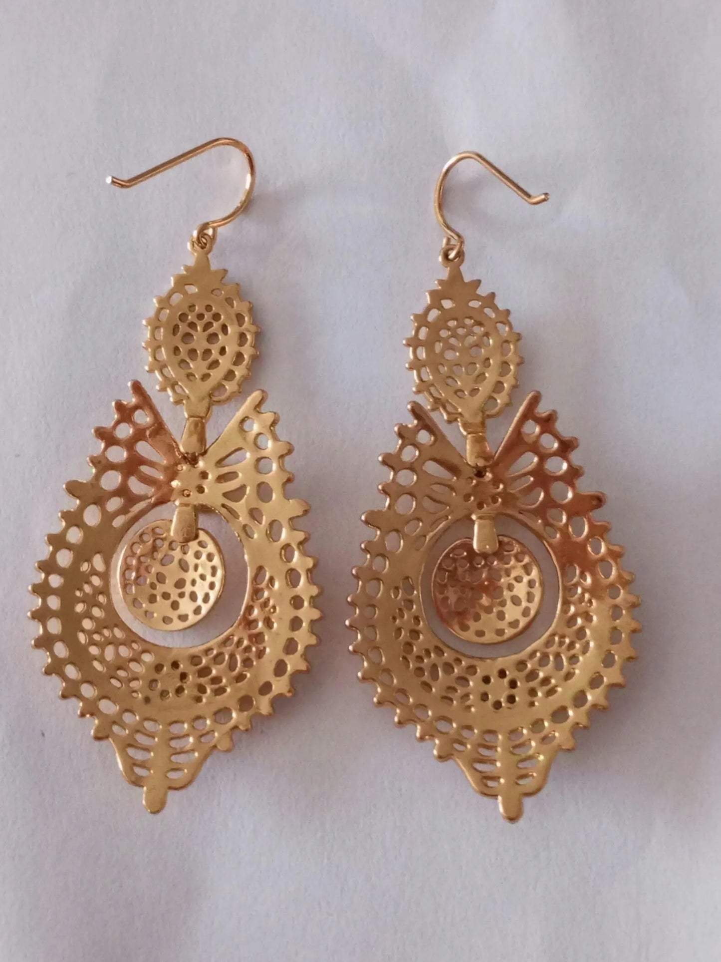 24KT Goldfilled Portuguese Queen Maxi Filigree Earring Handmade