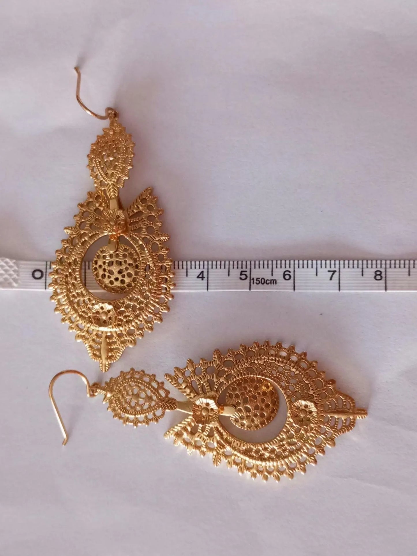 24KT Goldfilled Portuguese Queen Maxi Filigree Earring Handmade