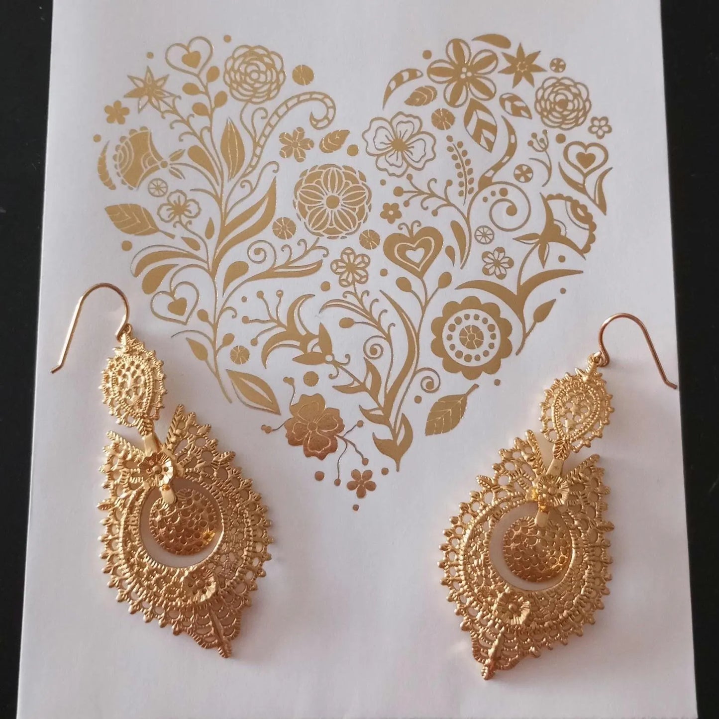 24KT Goldfilled Portuguese Queen Maxi Filigree Earring Handmade