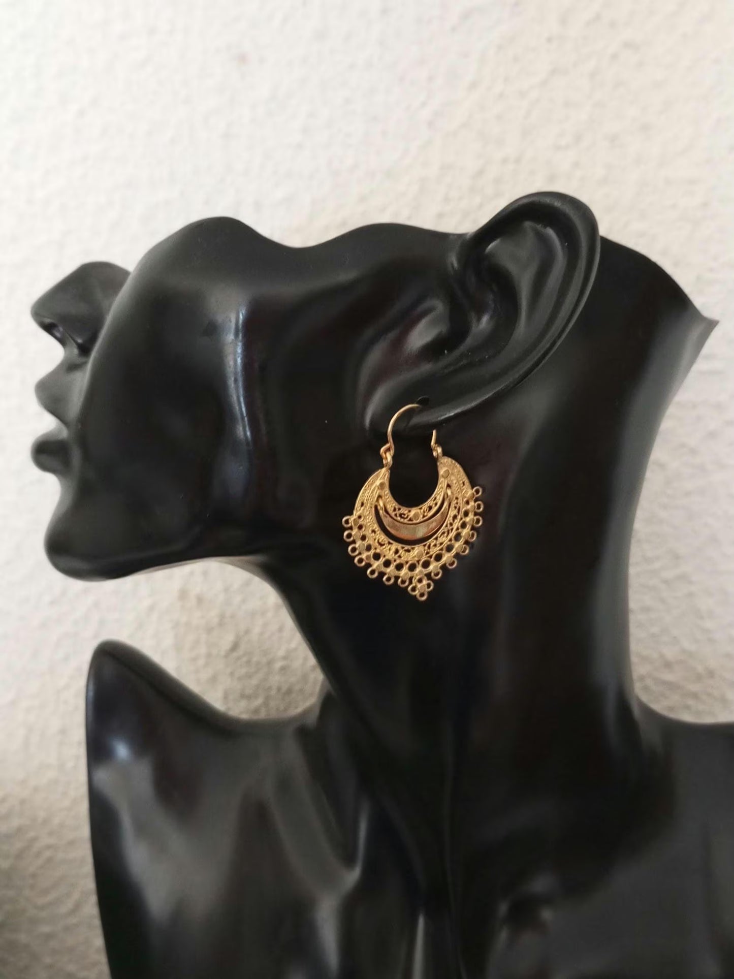 Gold-Vermeil Filigree Earring Hoop Handmade Arrecadas Earrings Traditional Portugal Jewel