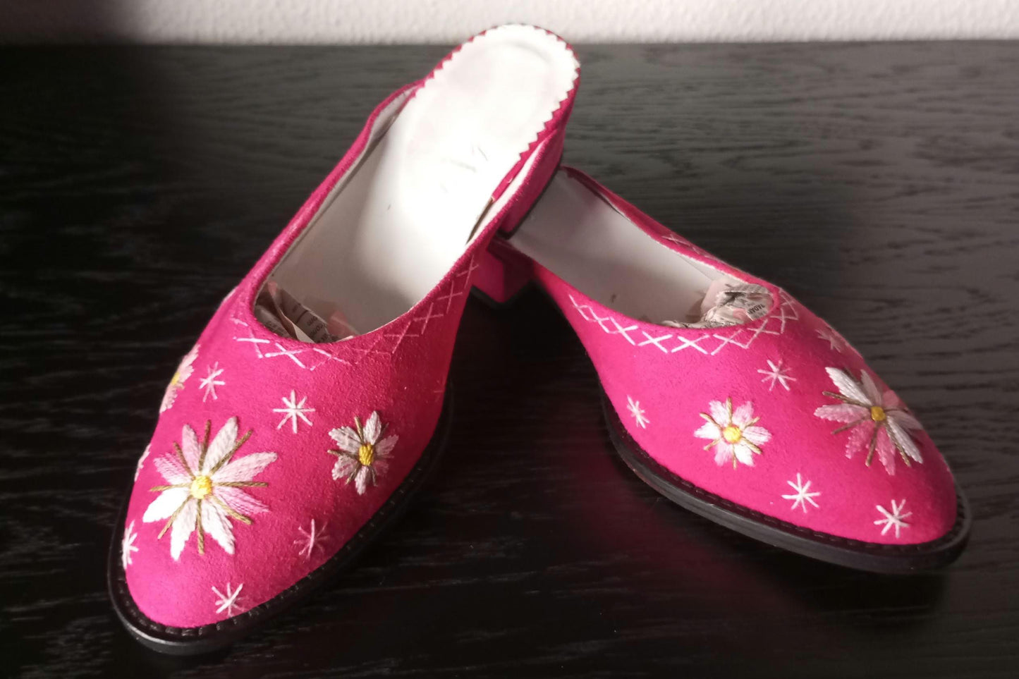 Portuguese Folclore Clogs Red Suede Hand Embroidery Handmade Woman Clog 35 & FREE Tote Bag