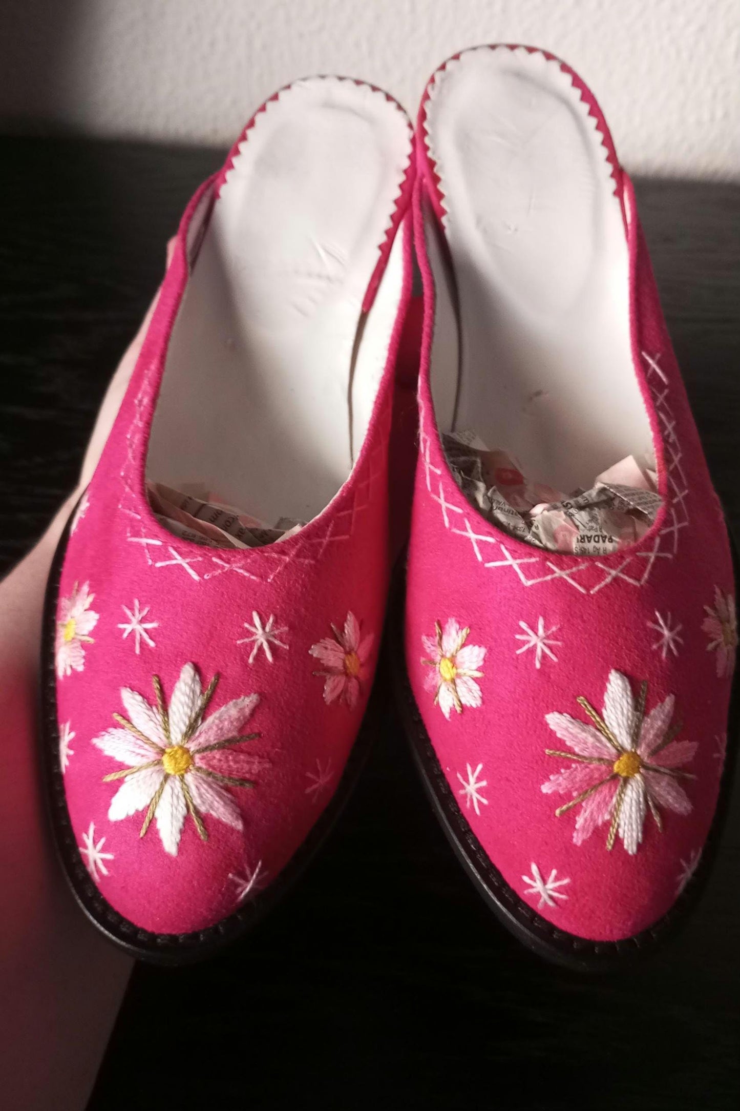 Portuguese Folclore Clogs Red Suede Hand Embroidery Handmade Woman Clog 35 & FREE Tote Bag