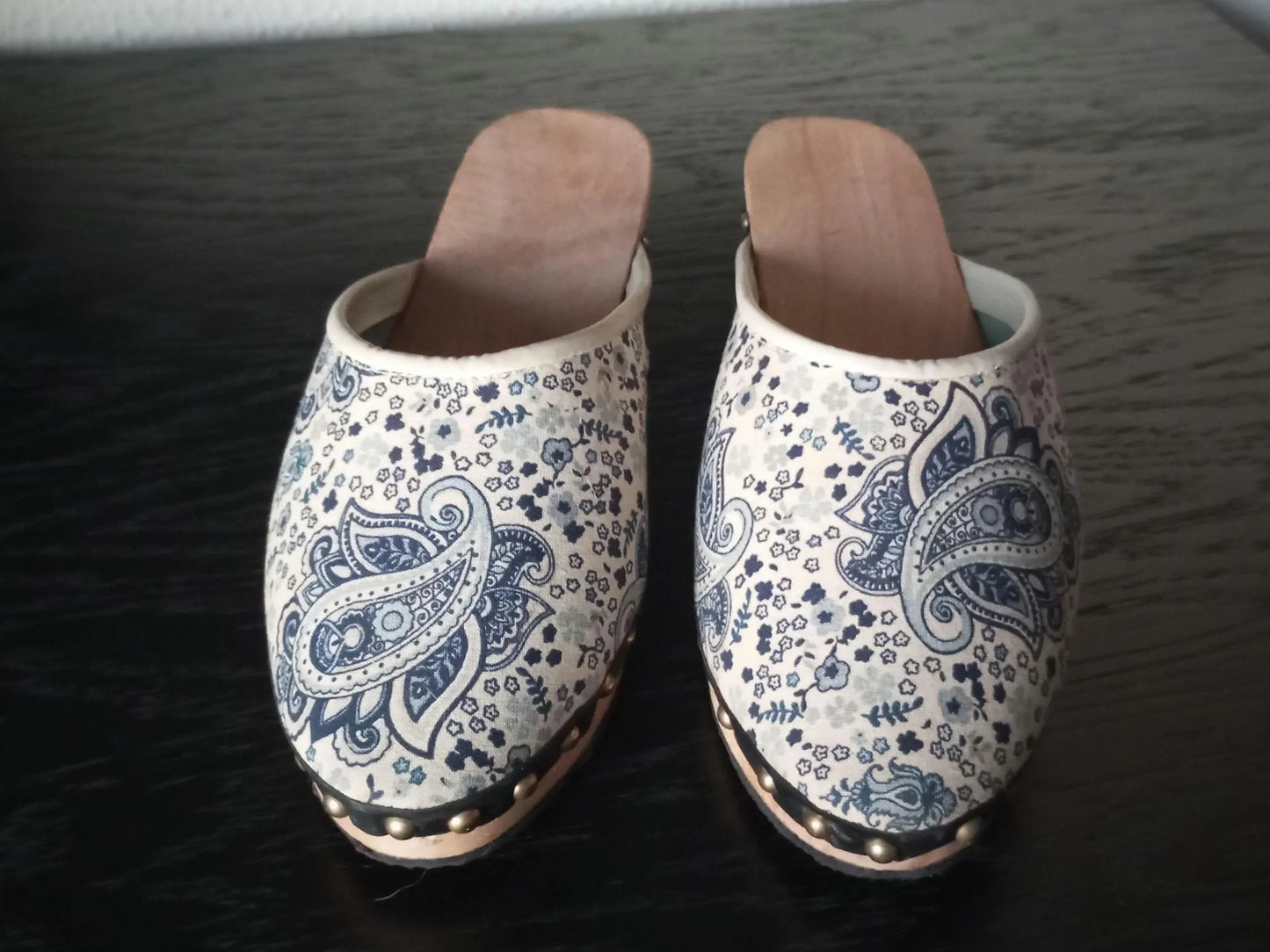 Portuguese Folclore Clogs Wood Blue Tradicional Minho Shawl & FREE Tote Bag