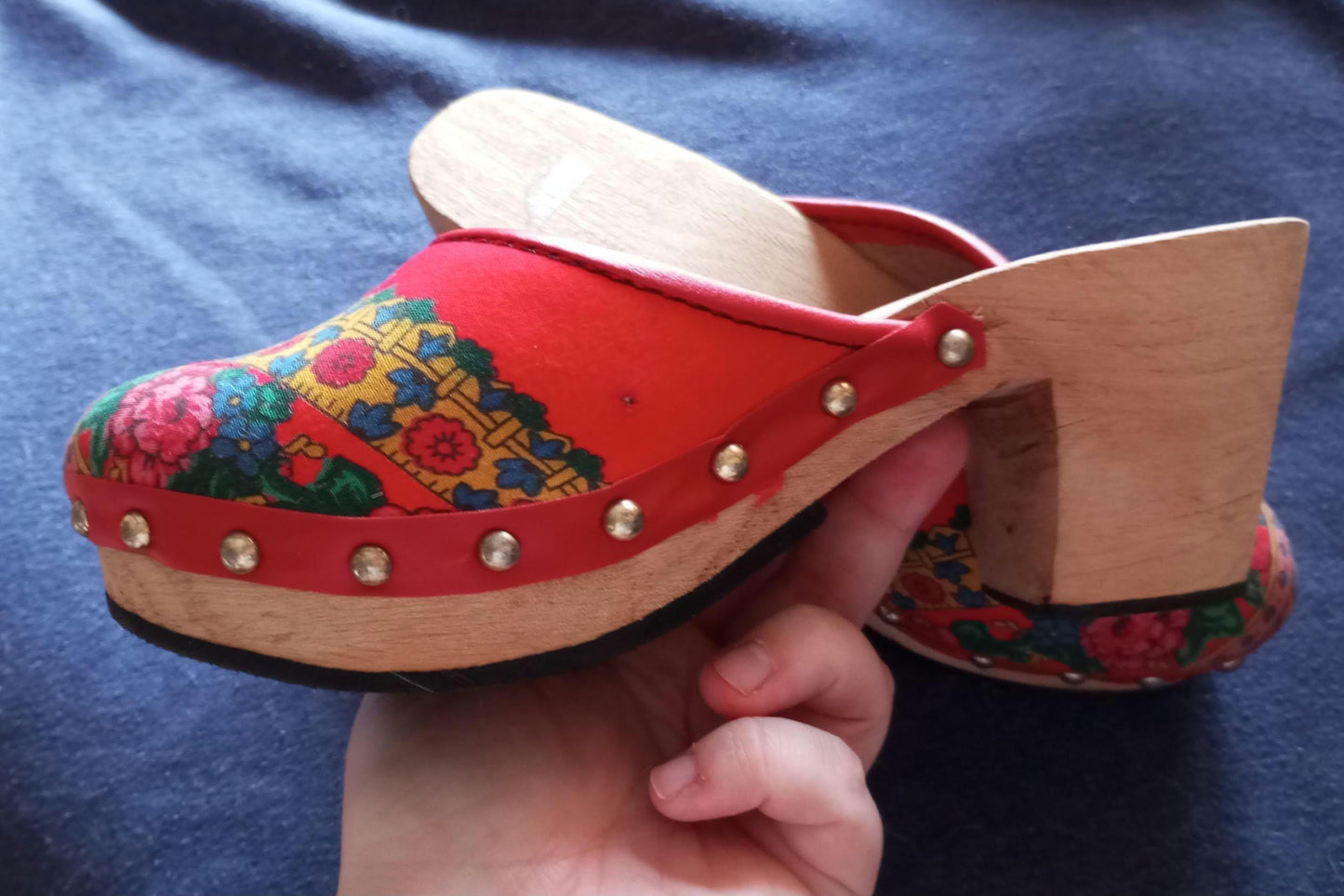 Portuguese Folclore Clogs Wood & Red Tradicional Minho Shawl & FREE Tote Bag