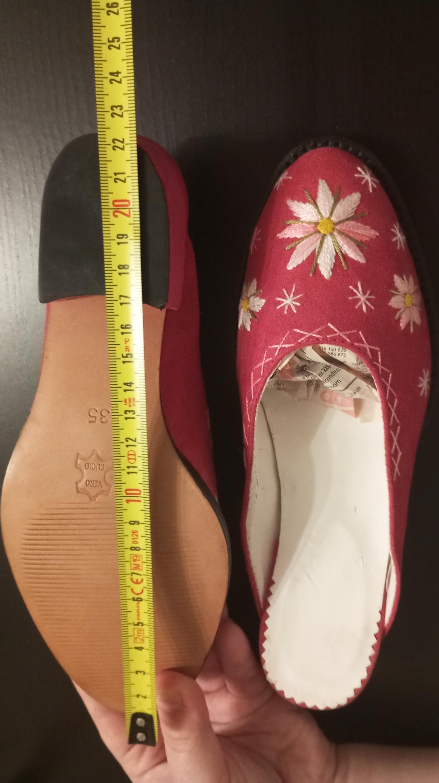 Portuguese Folclore Clogs Red Suede Hand Embroidery Handmade Woman Clog 35 & FREE Tote Bag