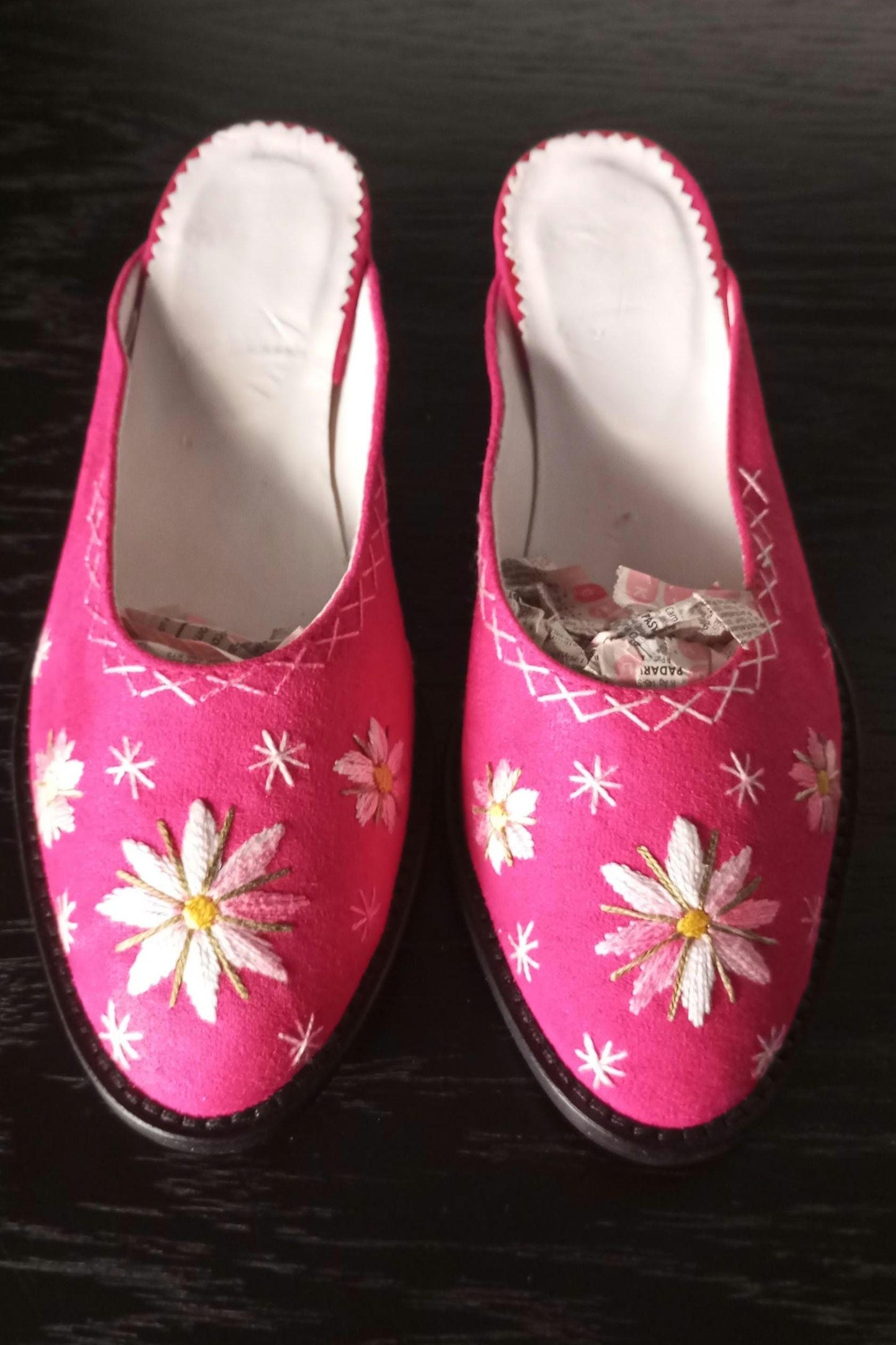 Portuguese Folclore Clogs Red Suede Hand Embroidery Handmade Woman Clog 35 & FREE Tote Bag