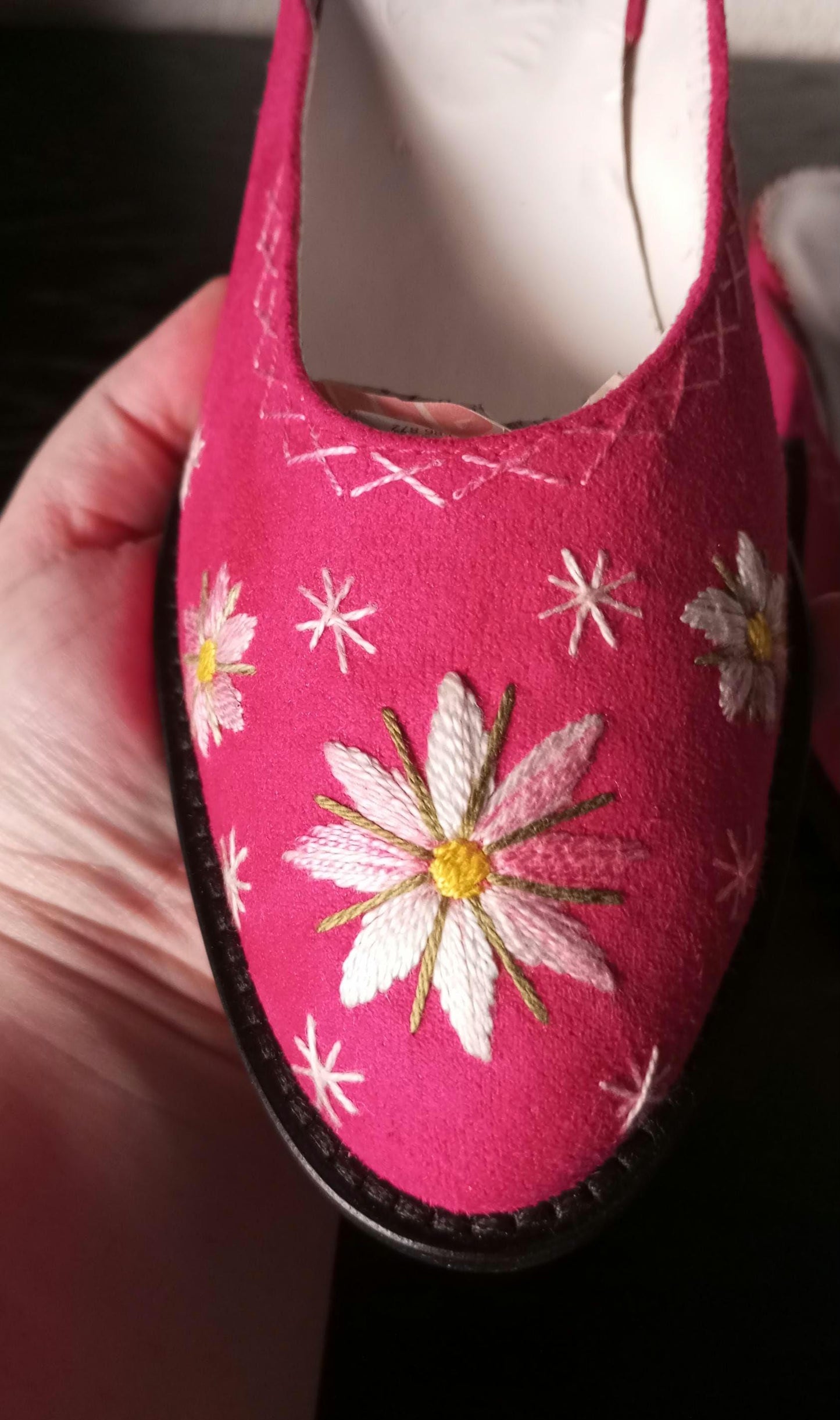 Portuguese Folclore Clogs Red Suede Hand Embroidery Handmade Woman Clog 35 & FREE Tote Bag