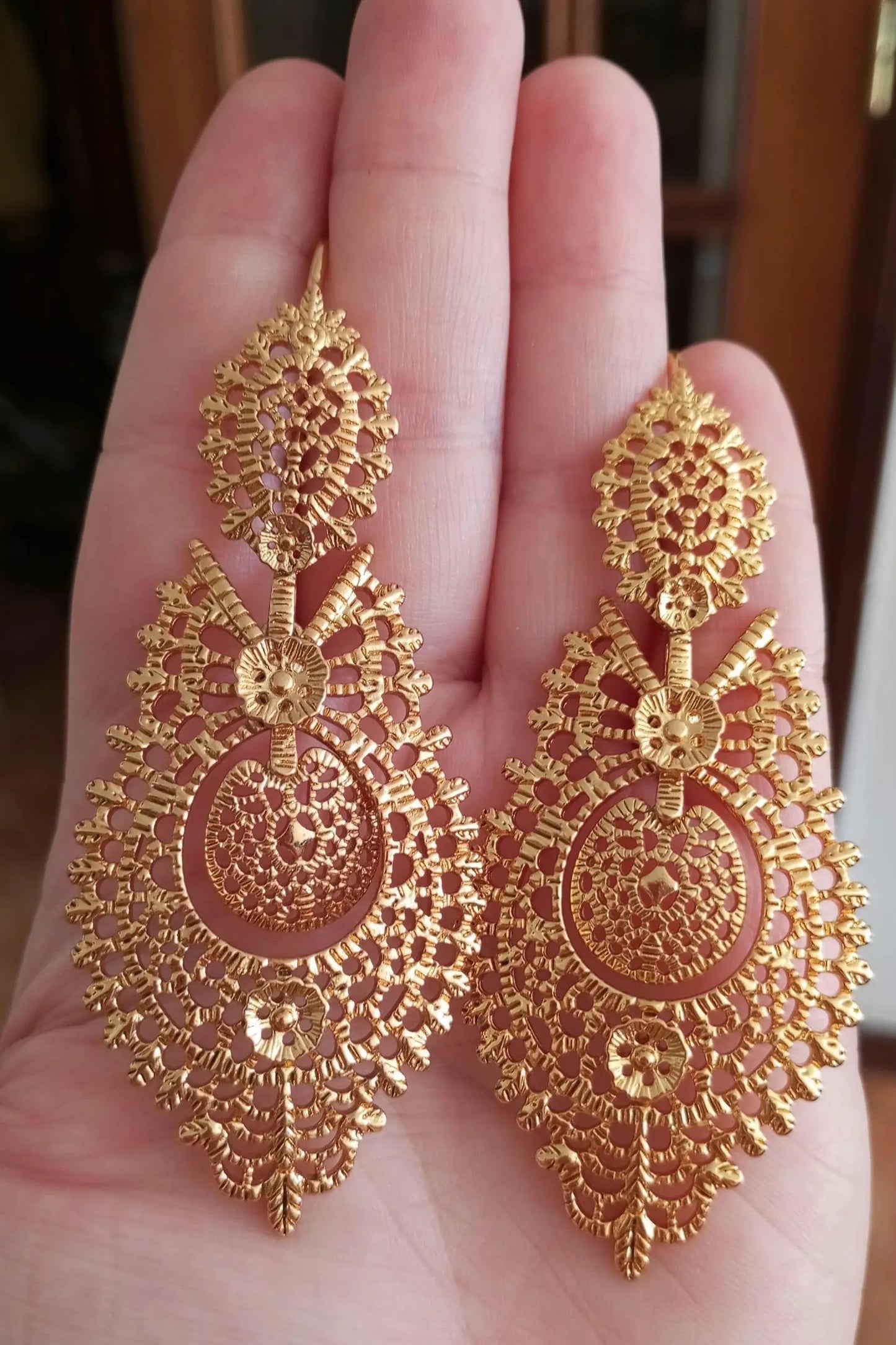 24KT Goldfilled Portuguese Queen SuperMaxi Filigree Earring Handmade