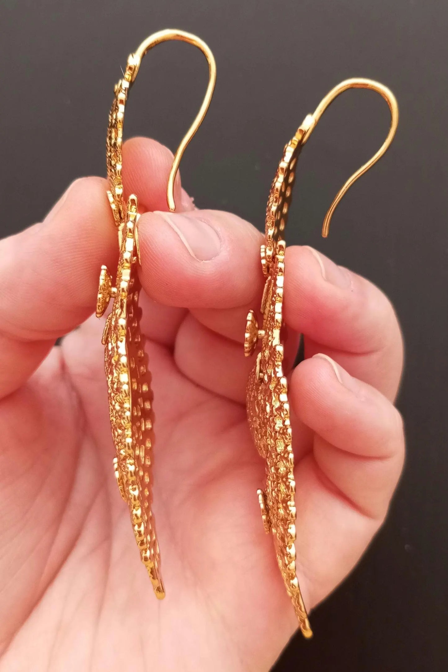 24KT Goldfilled Portuguese Queen SuperMaxi Filigree Earring Handmade