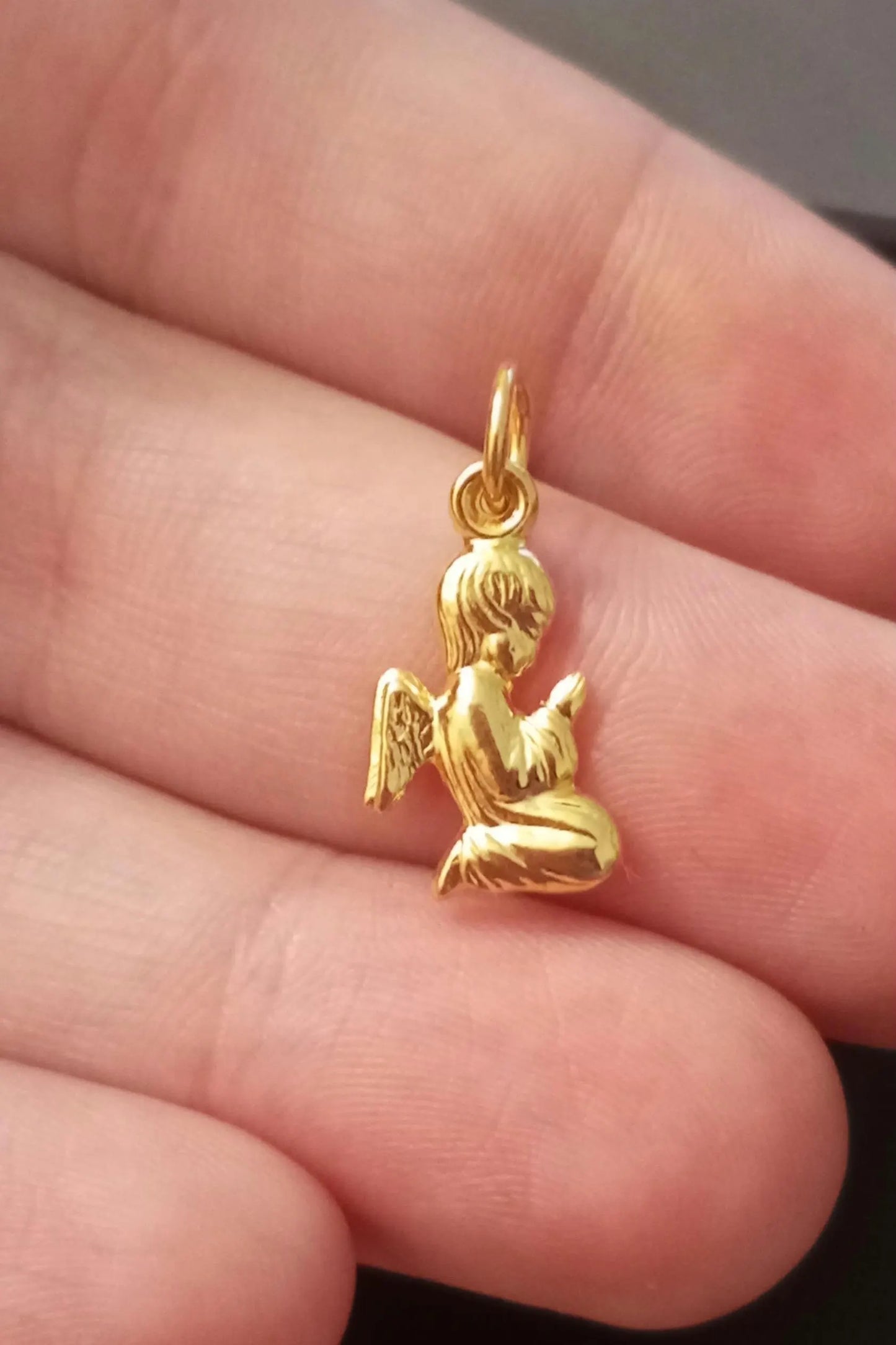 Guardian Angel Gold-Vermeil Pendant Sterling Silver Religious Talisman