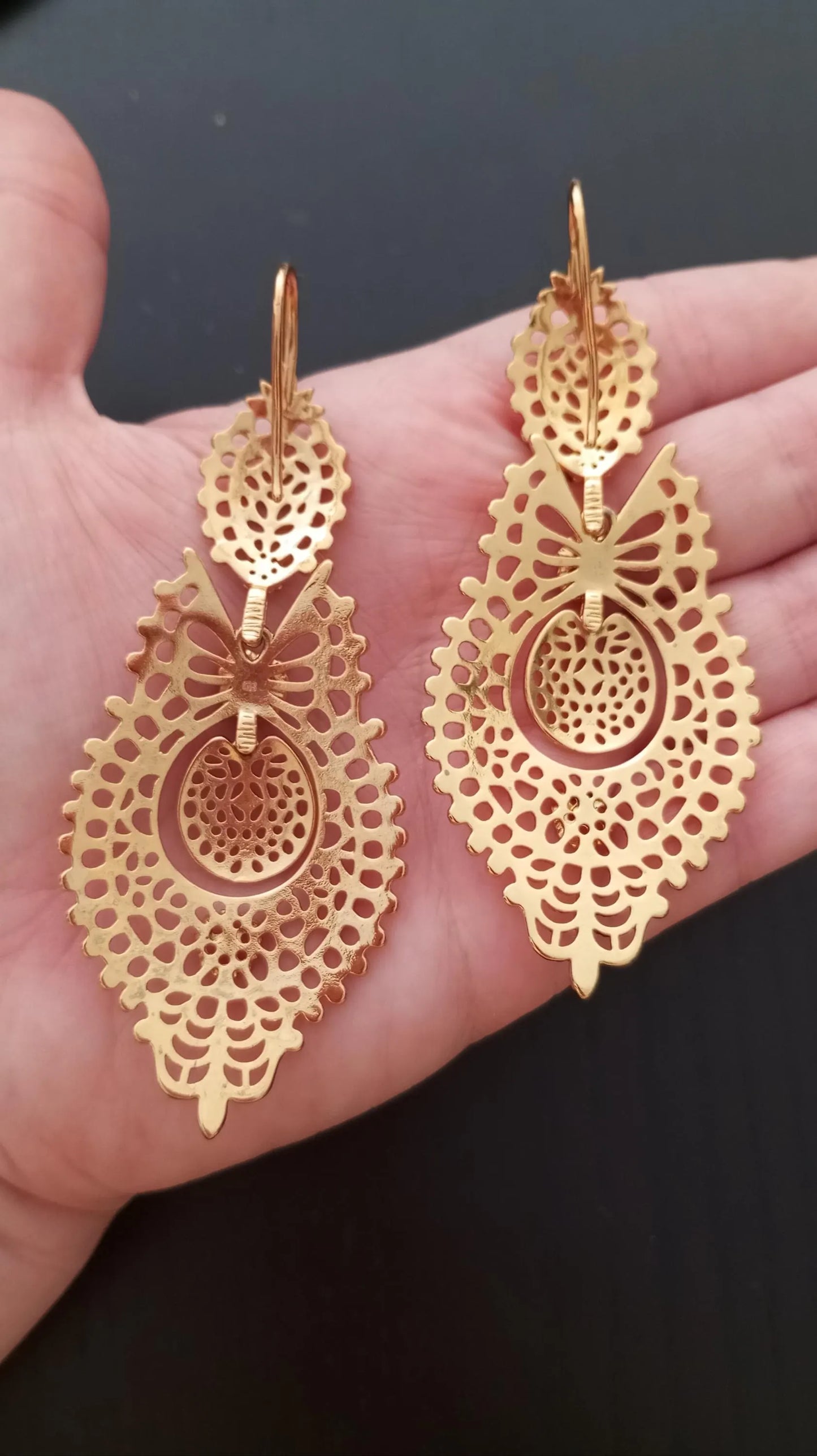 24KT Goldfilled Portuguese Queen SuperMaxi Filigree Earring Handmade