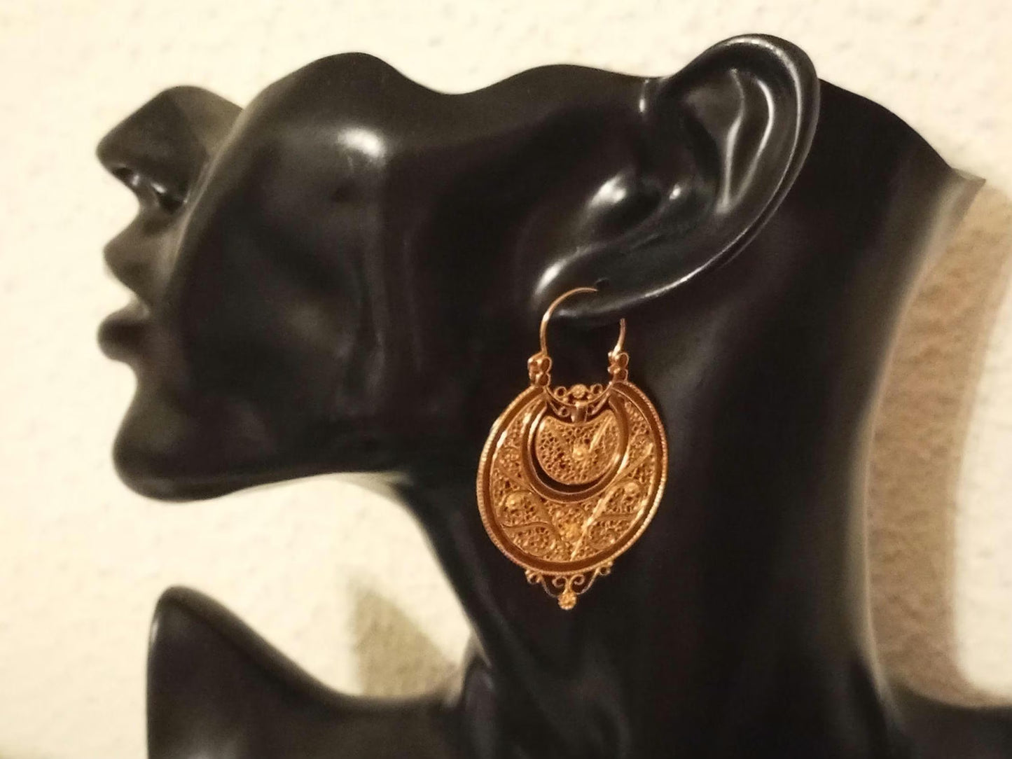 Portuguese Filigree Arrecadas Earrings 24K Goldfilled Stainless Steel Hoop Minho Earrings