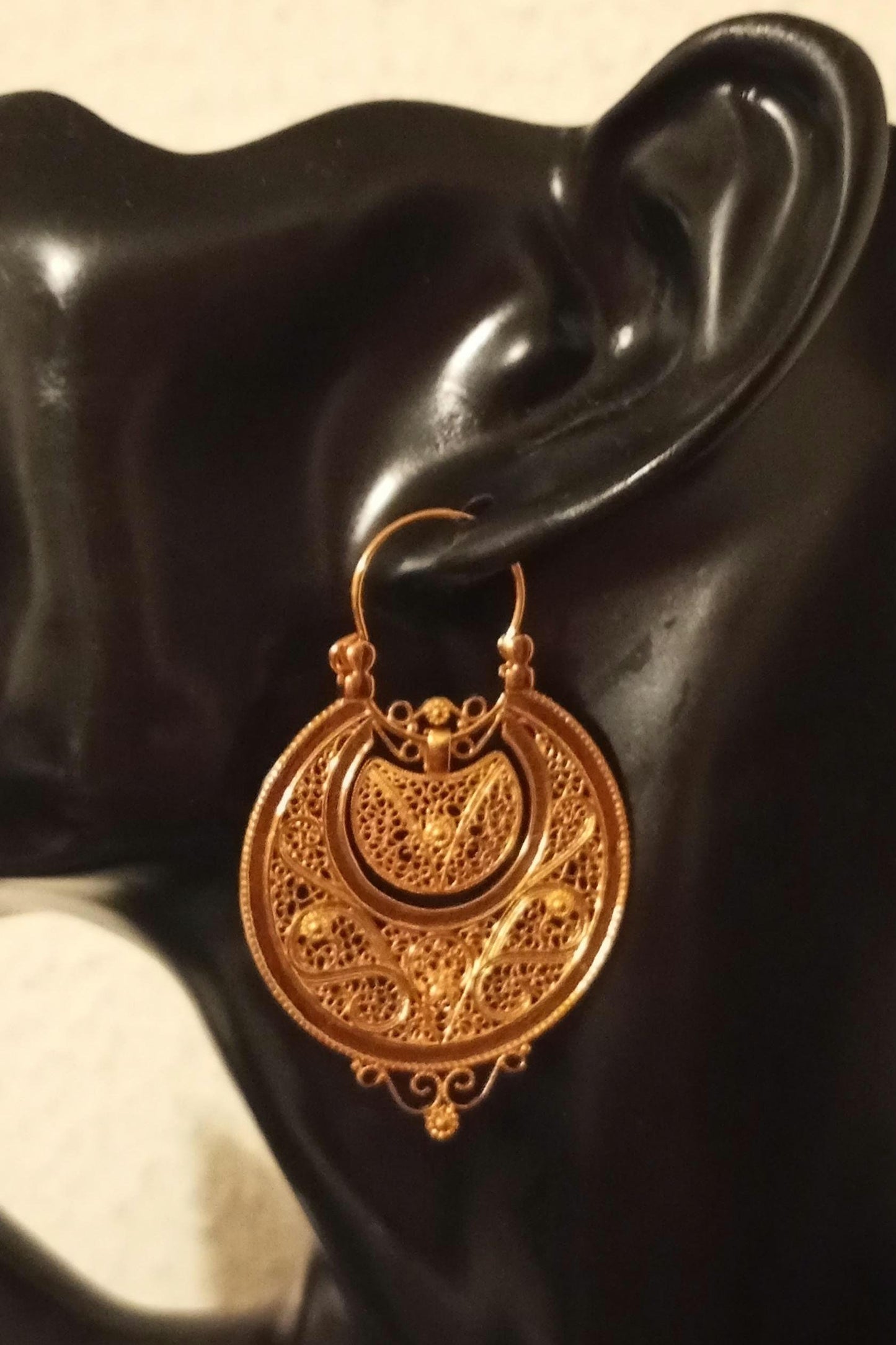 Portuguese Filigree Arrecadas Earrings 24K Goldfilled Stainless Steel Hoop Minho Earrings