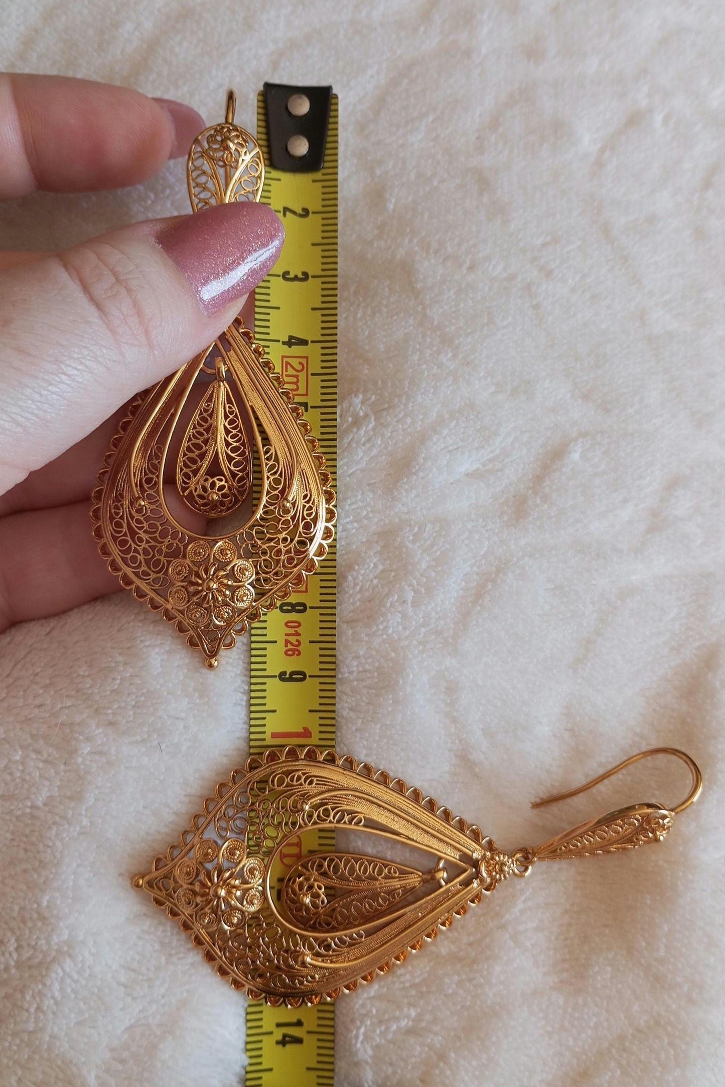 24KT Goldfilled Portuguese Teardrop Earring Filigree Jewelry
