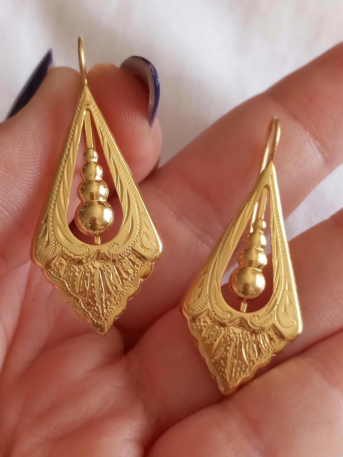 Gold Vermeil Vintage Style Earring Olive Trea Leaf Traditional Portuguese Goldplated 925 Silver Earring