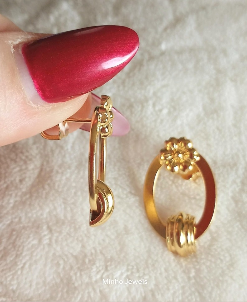 Vintage Goldplated Silver Barroque Stud Earrings, Antique Style Oval Earring
