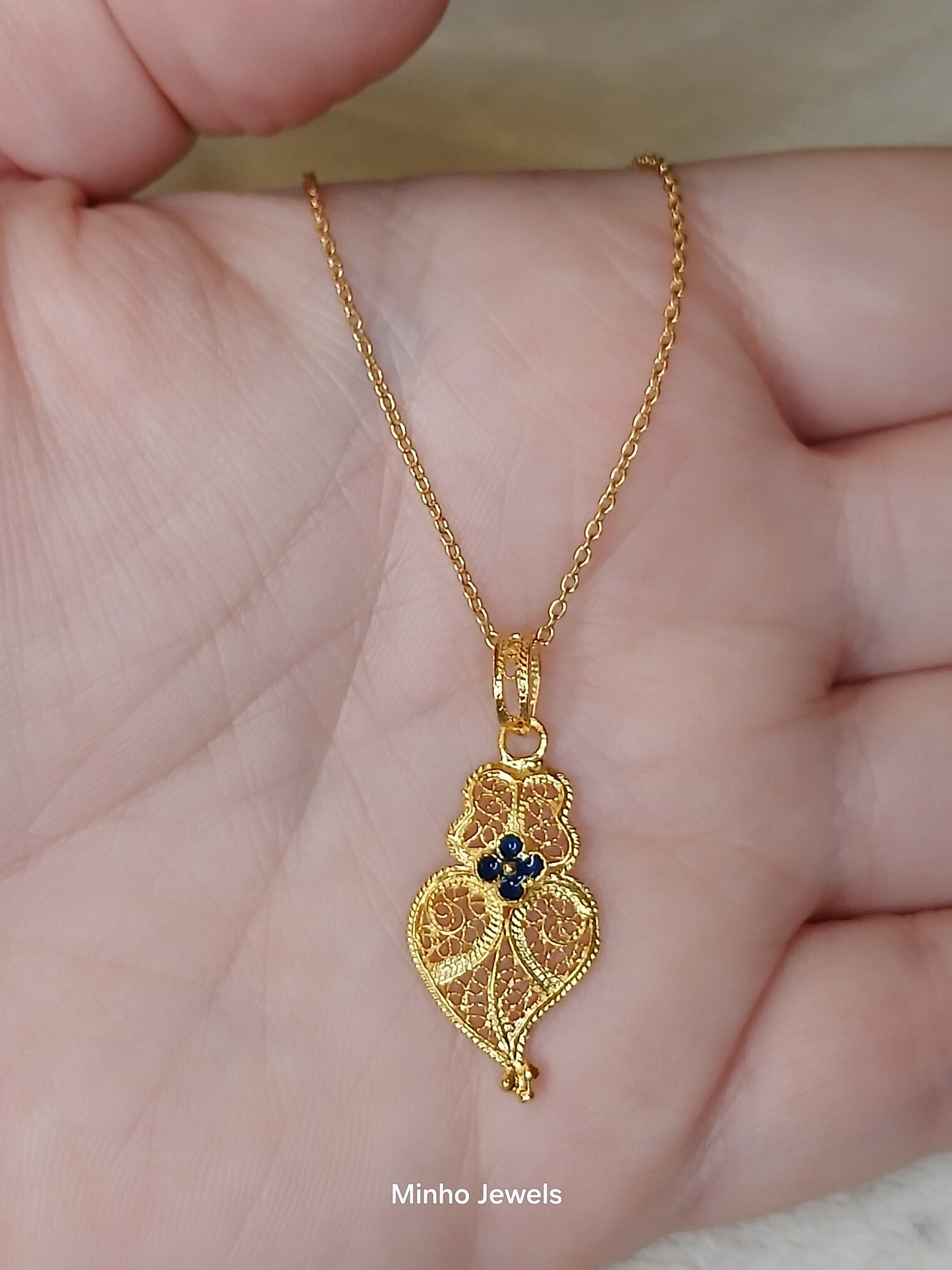 Portuguese Filigree Heart of Viana Gold-Vermeil Pendant