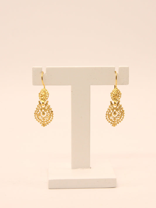19Kt Solid Gold Queen Earrings, Small Size