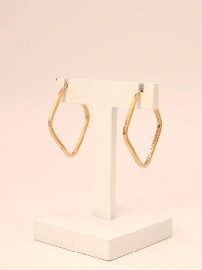 19.2Kt Gold Diamond Shape Hoop Earrings