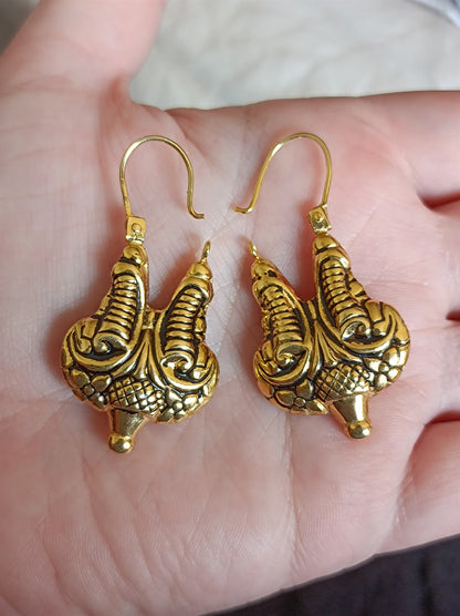 Portuguese Baroque Earrings Sterling Silver Gold Vermeil Traditional Earrings Regional Minho  Jewelry