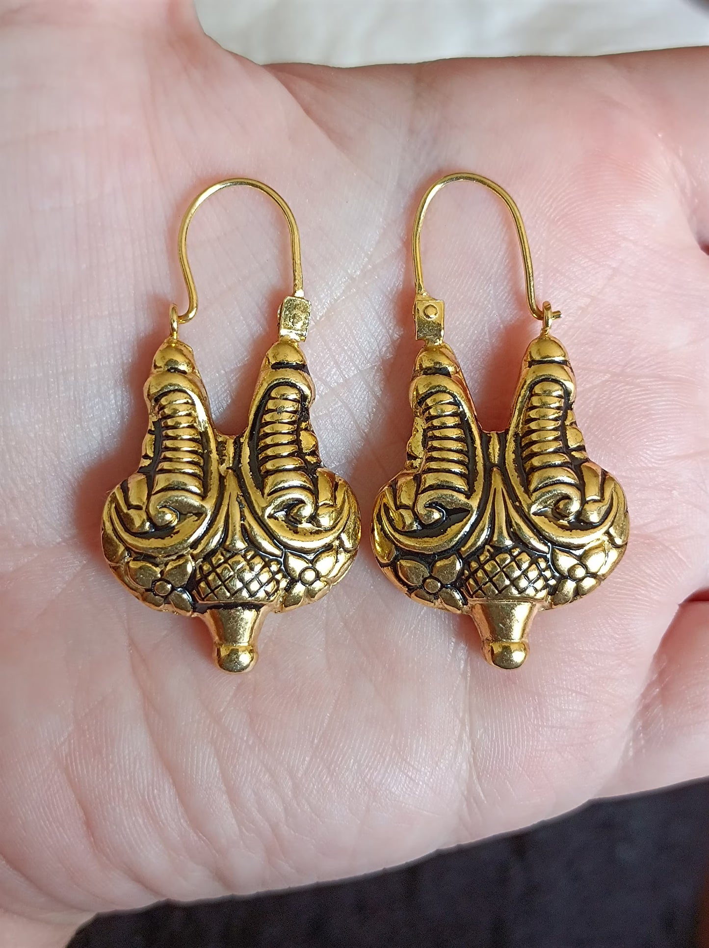 Portuguese Baroque Earrings Sterling Silver Gold Vermeil Traditional Earrings Regional Minho  Jewelry